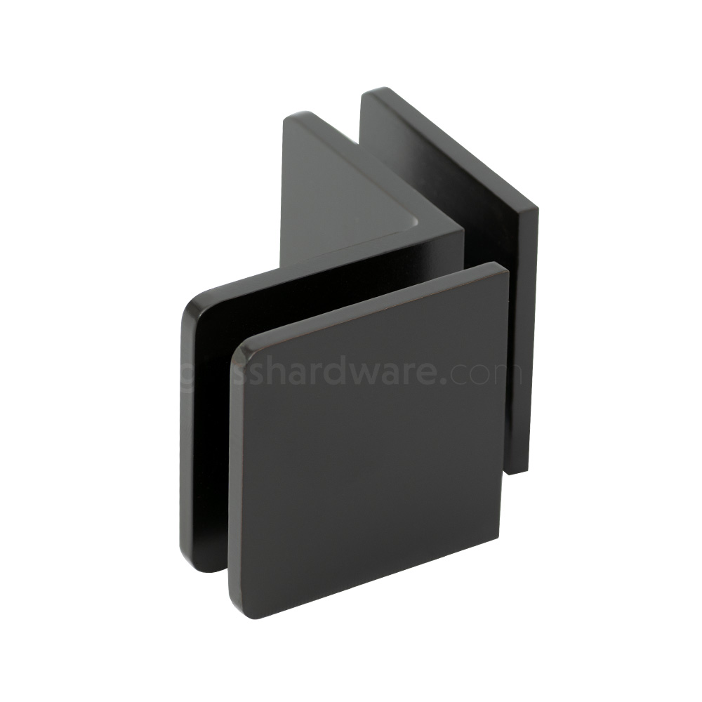 The Glass-to-Glass 90 Degree Clamp in Oil Rubbed Bronze.