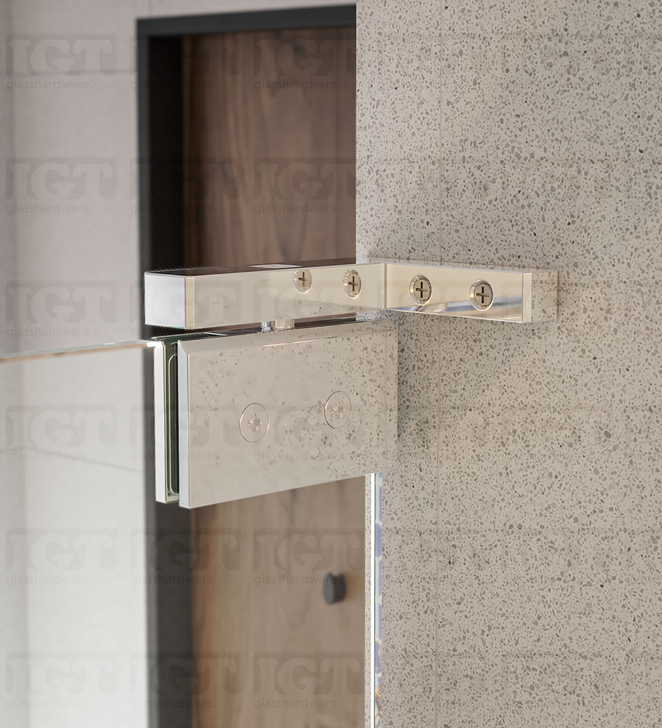 Right or Left Side Offset Wall Mount Pivot Hinge - Chrome Finish - Image 4