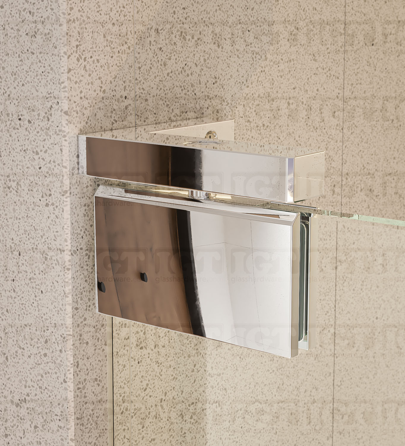Right or Left Side Offset Wall Mount Pivot Hinge - Chrome Finish - Image 3