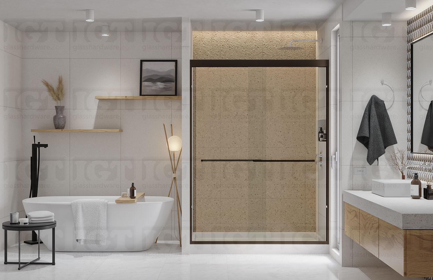 72"W x 80"H Bypass Sliding System - Oil Rubbed Bronze - Image 2