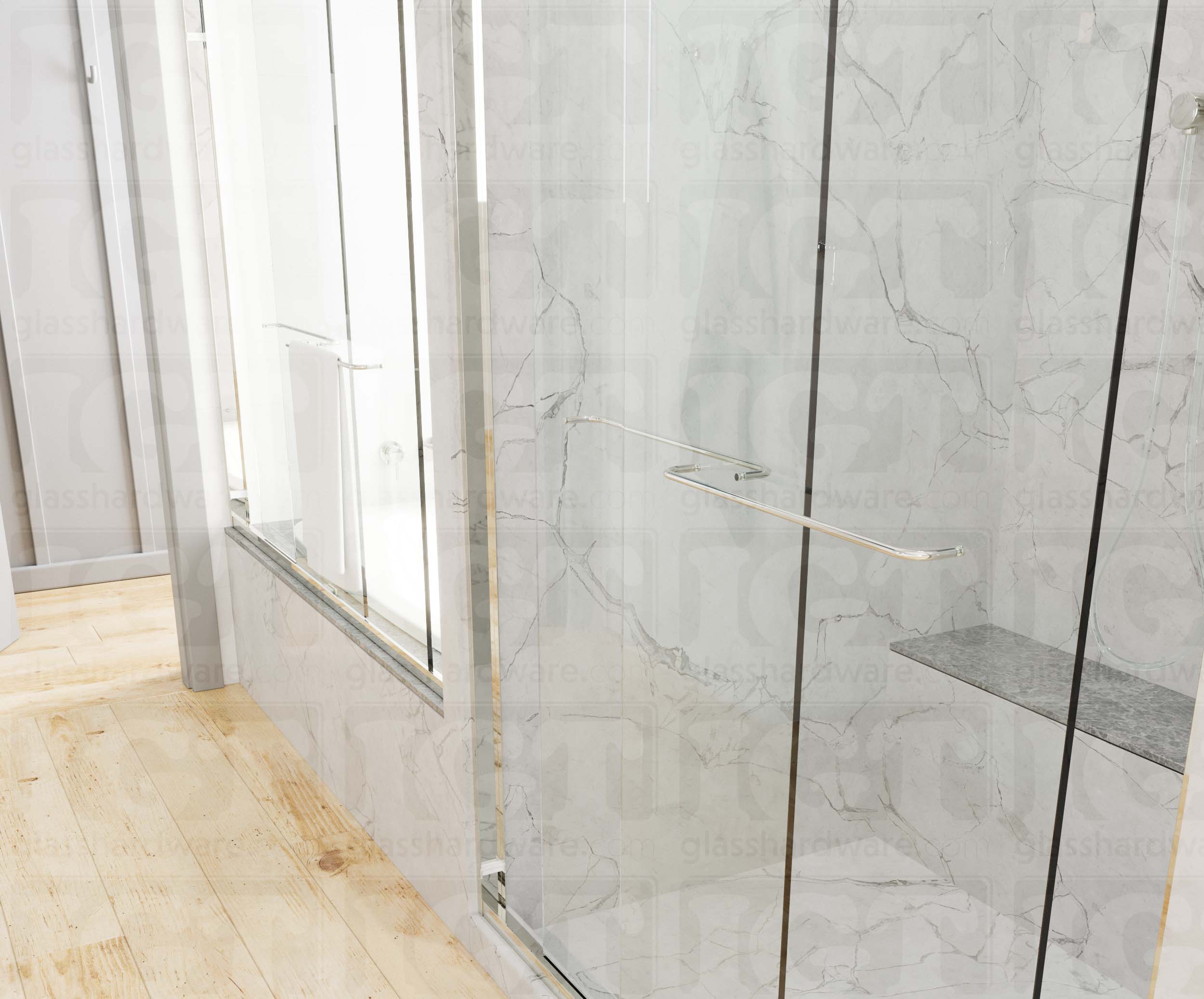 18" Round Towel Bar for Bypass System - Chrome Polished - Image 3