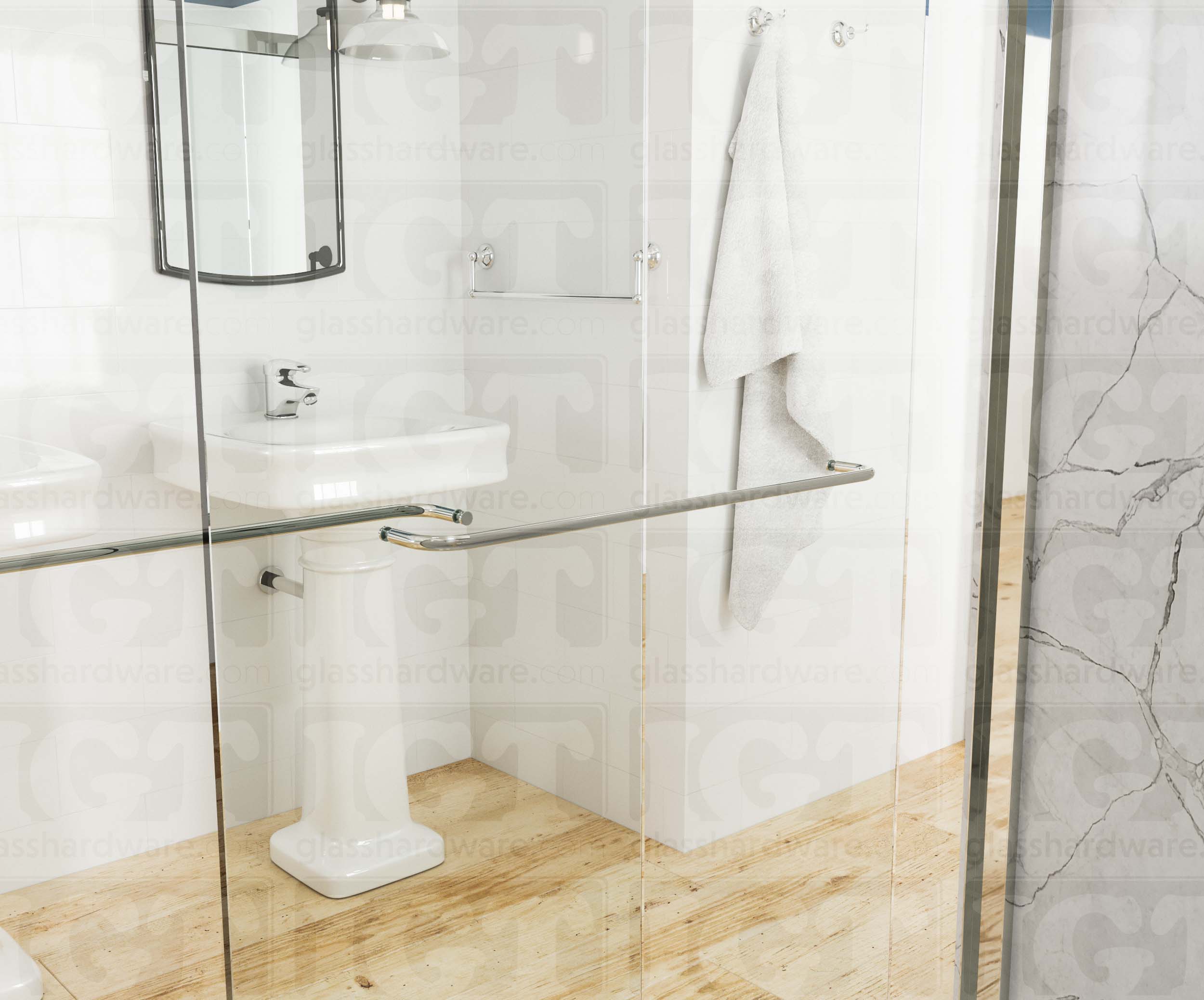 18" Round Towel Bar for Bypass System - Chrome Polished - Image 4