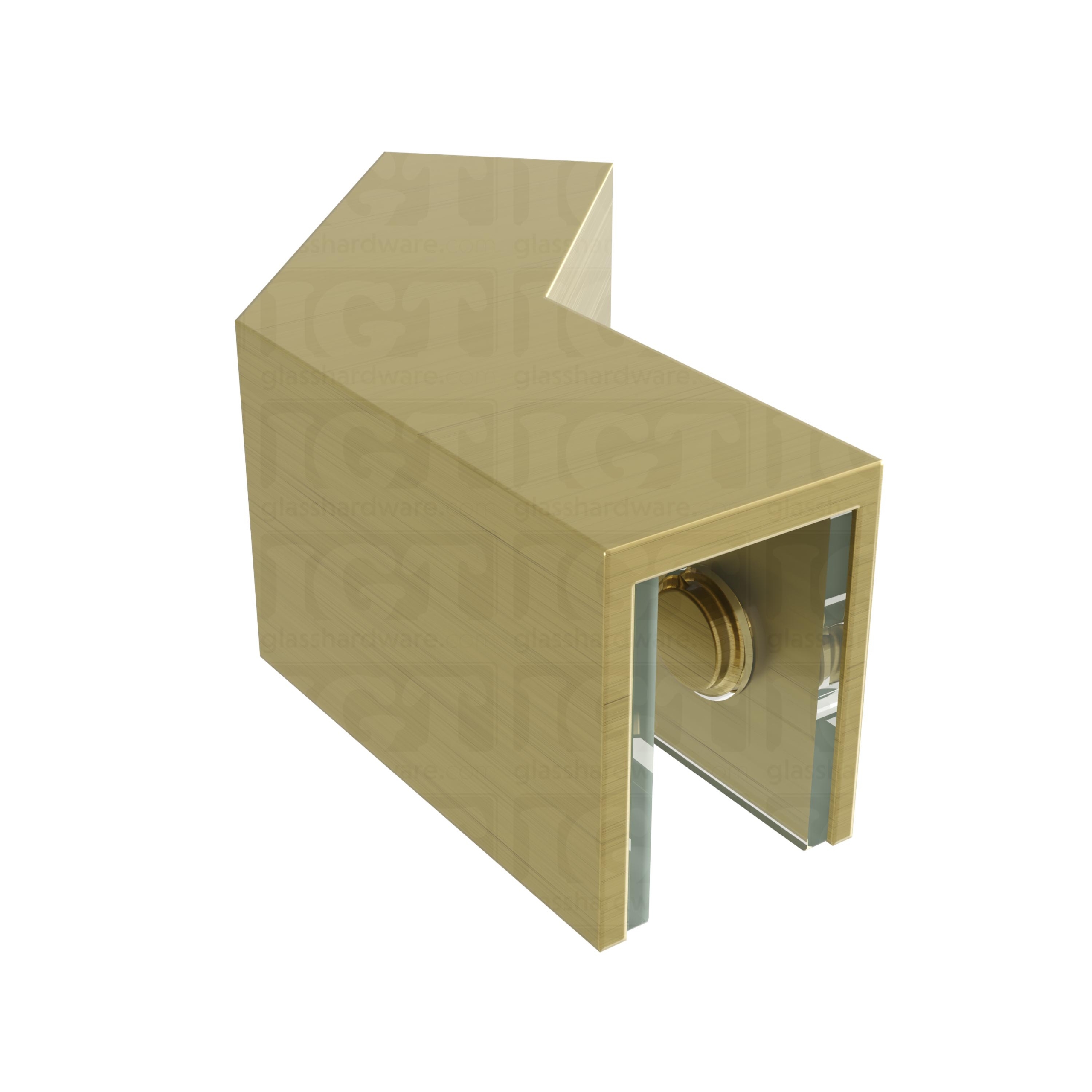 The Glass-to-Glass 135 Degree Sleeve Over Clamp in Gold Brushed.