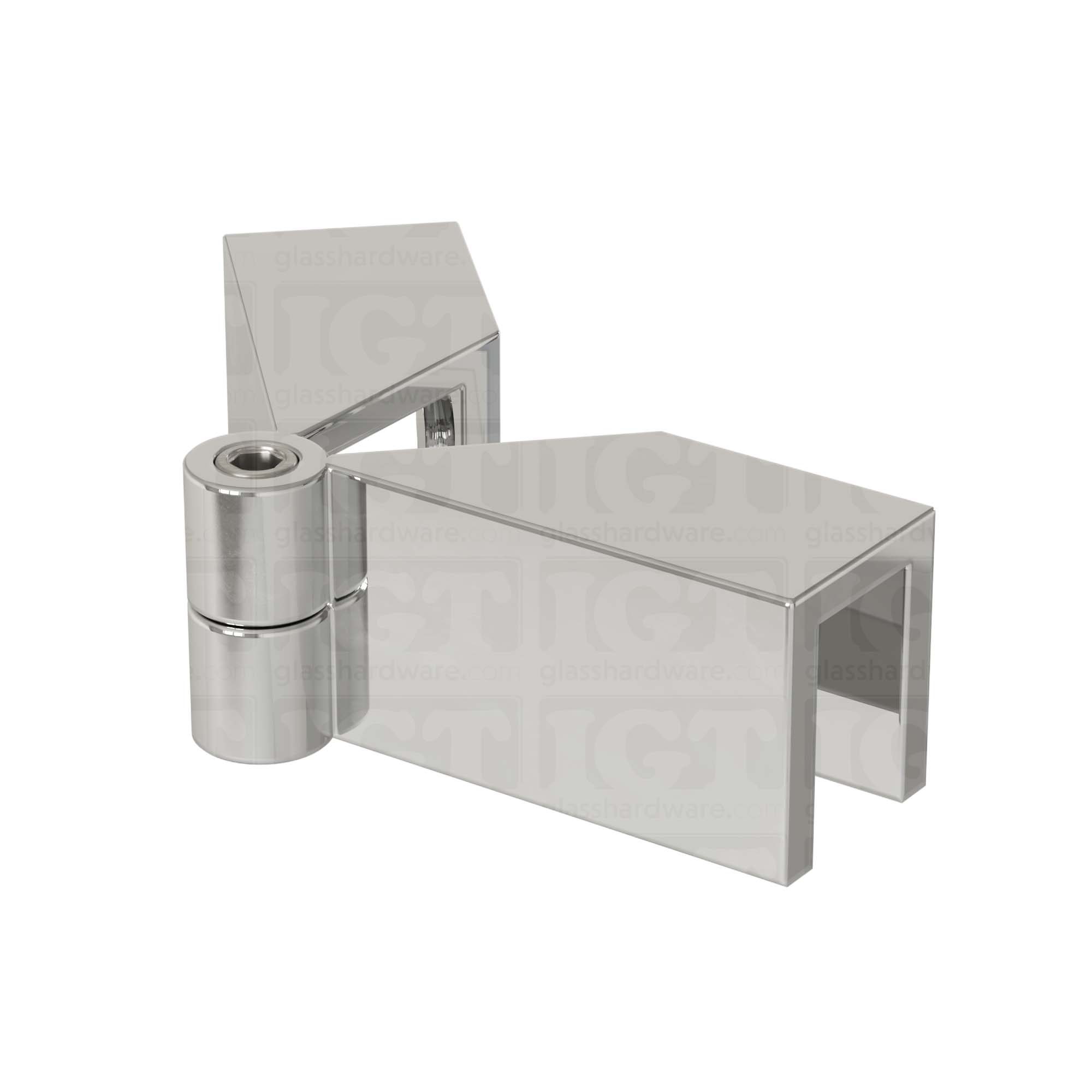 The Glass-to-Glass Adjustable Sleeve Over Clamp in Chrome Polished.