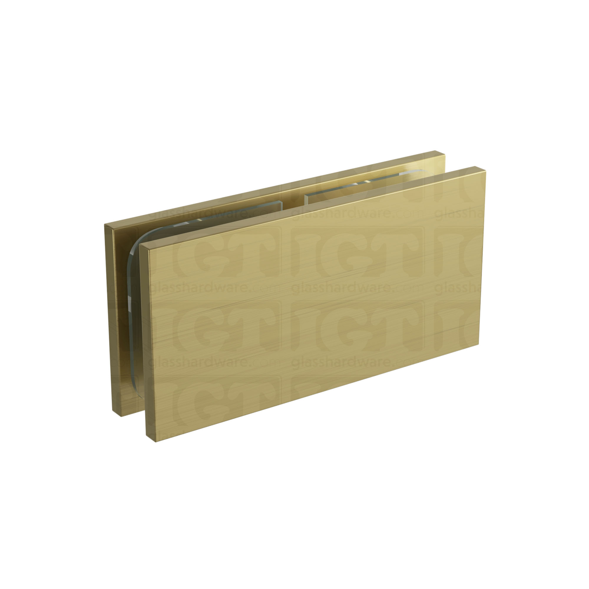 The Square 180 Degree Glass-to-Glass Clamp (Full Plates) in Gold Brushed.