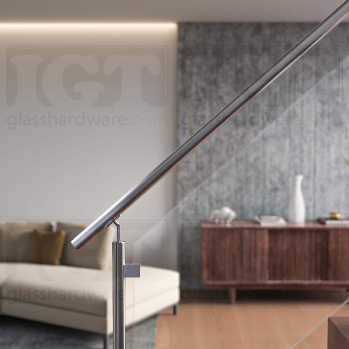 120" Round Handrail - Brushed Stainless - Image 4