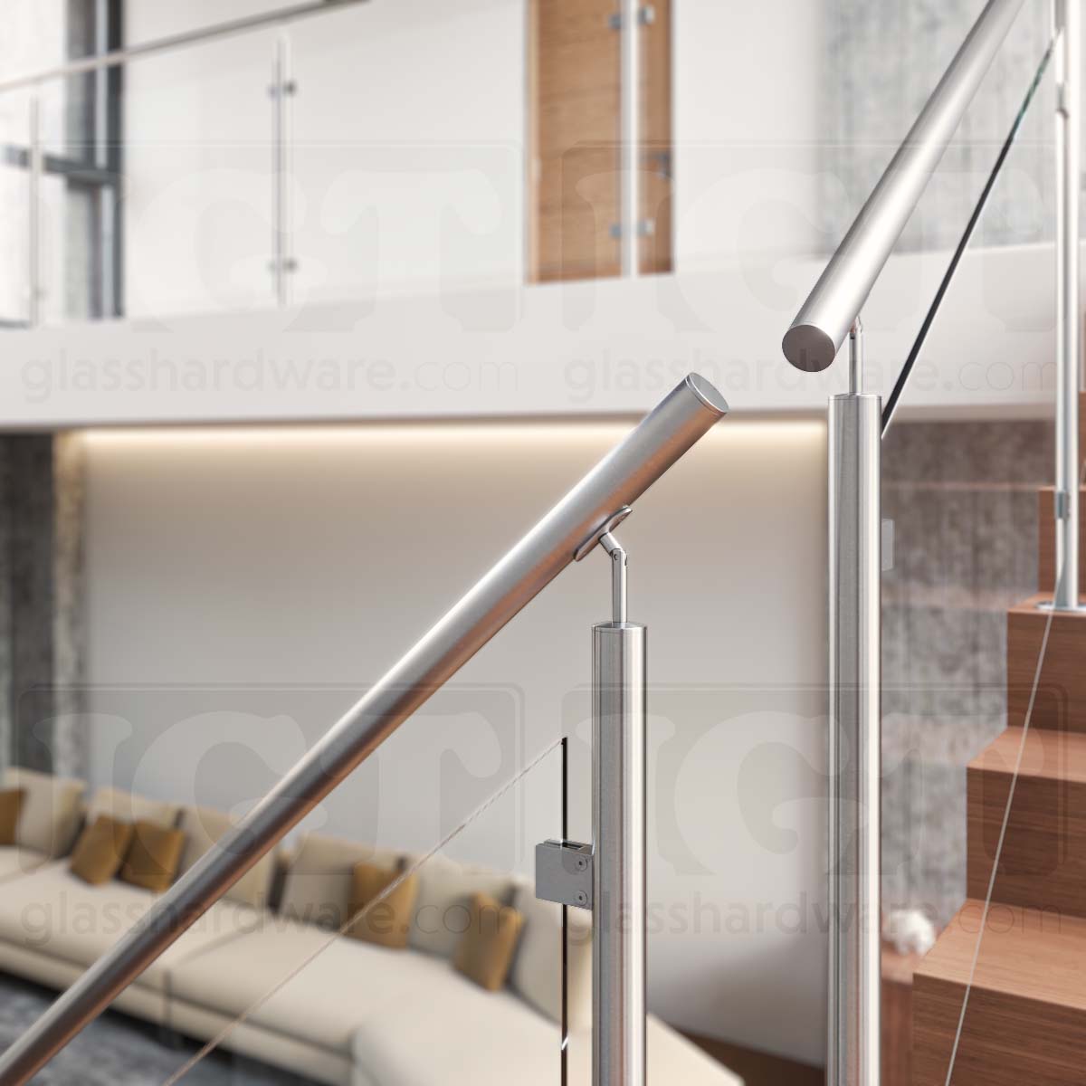 120" Round Handrail - Brushed Stainless - Image 3