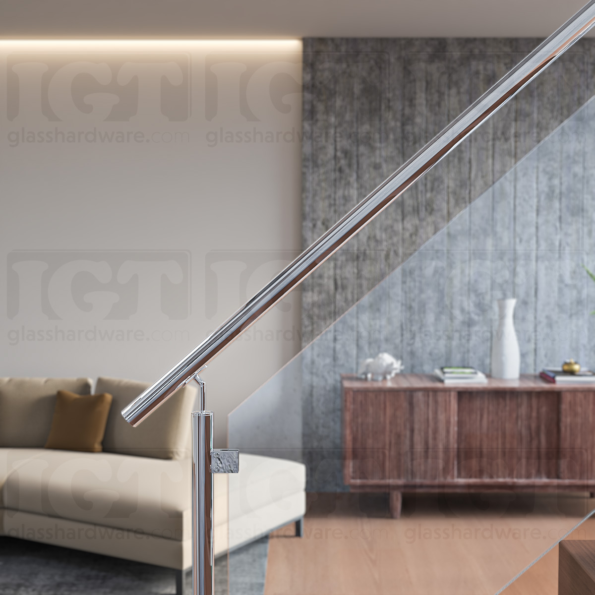 120" Round Handrail - Polished Stainless - Image 4