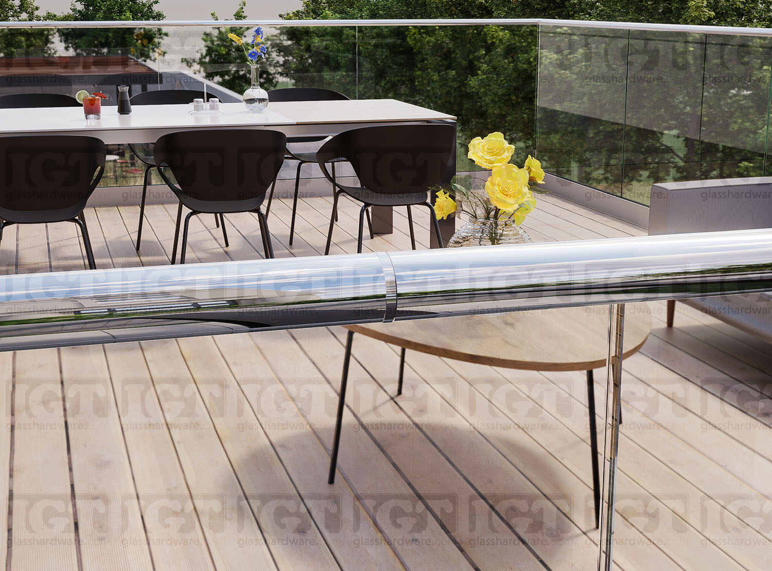 120" Round Cap Rail - Polished Stainless - Image 3