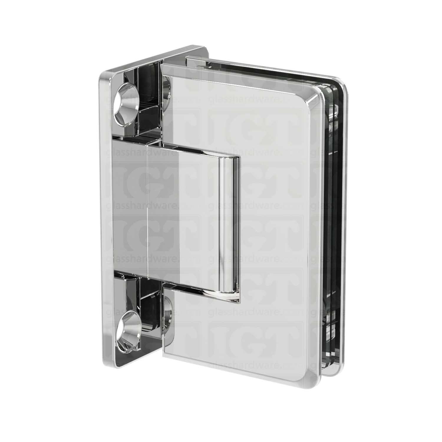 The Wall-to-Glass Full Back Bilboa Hinge in Chrome Polished.