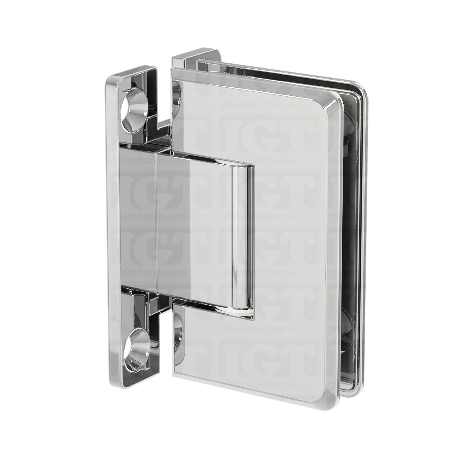 The Wall-to-Glass "H" Back Bilboa Hinge in Chrome Polished.