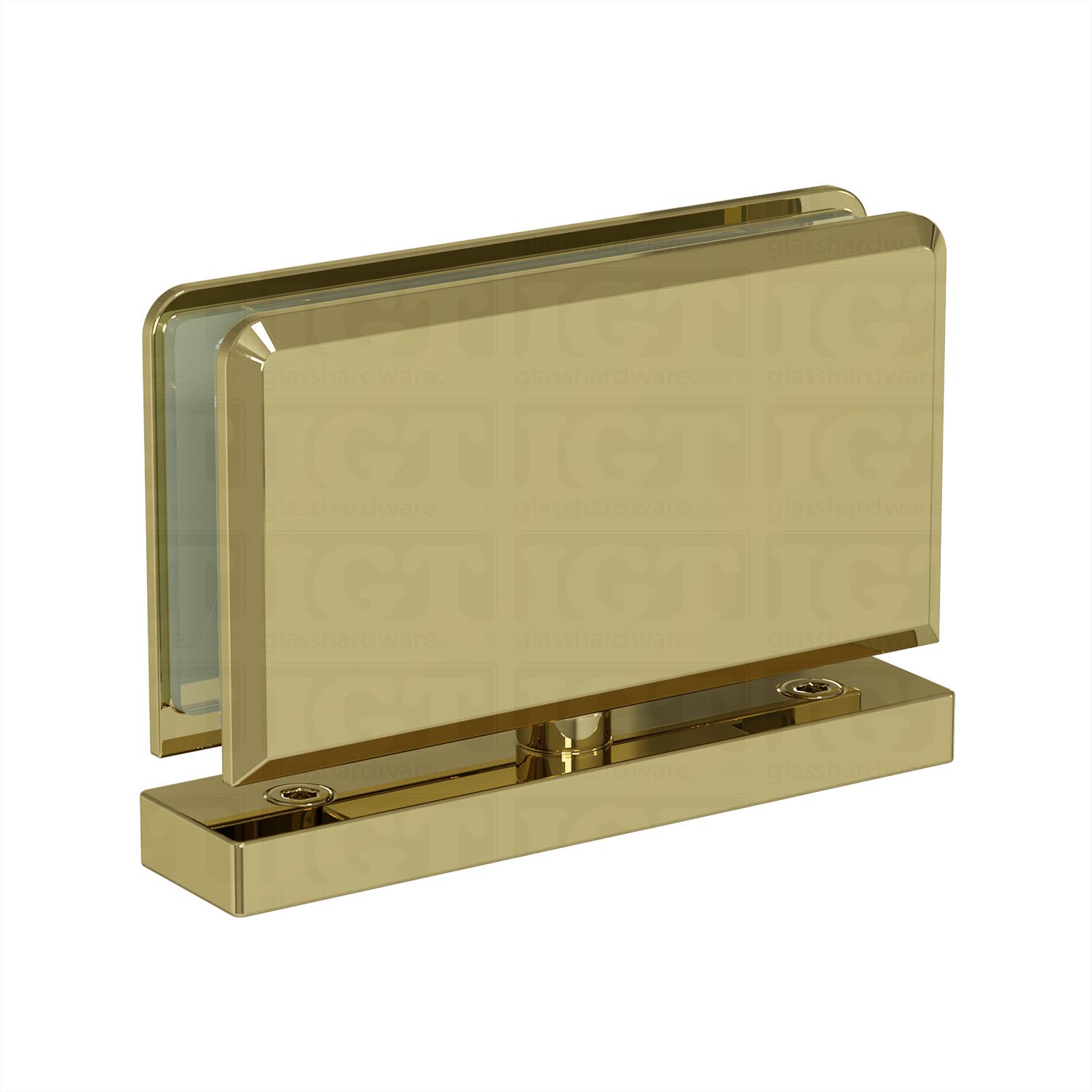 The Top and Bottom Bilboa Pivot Hinge in Polished Brass.