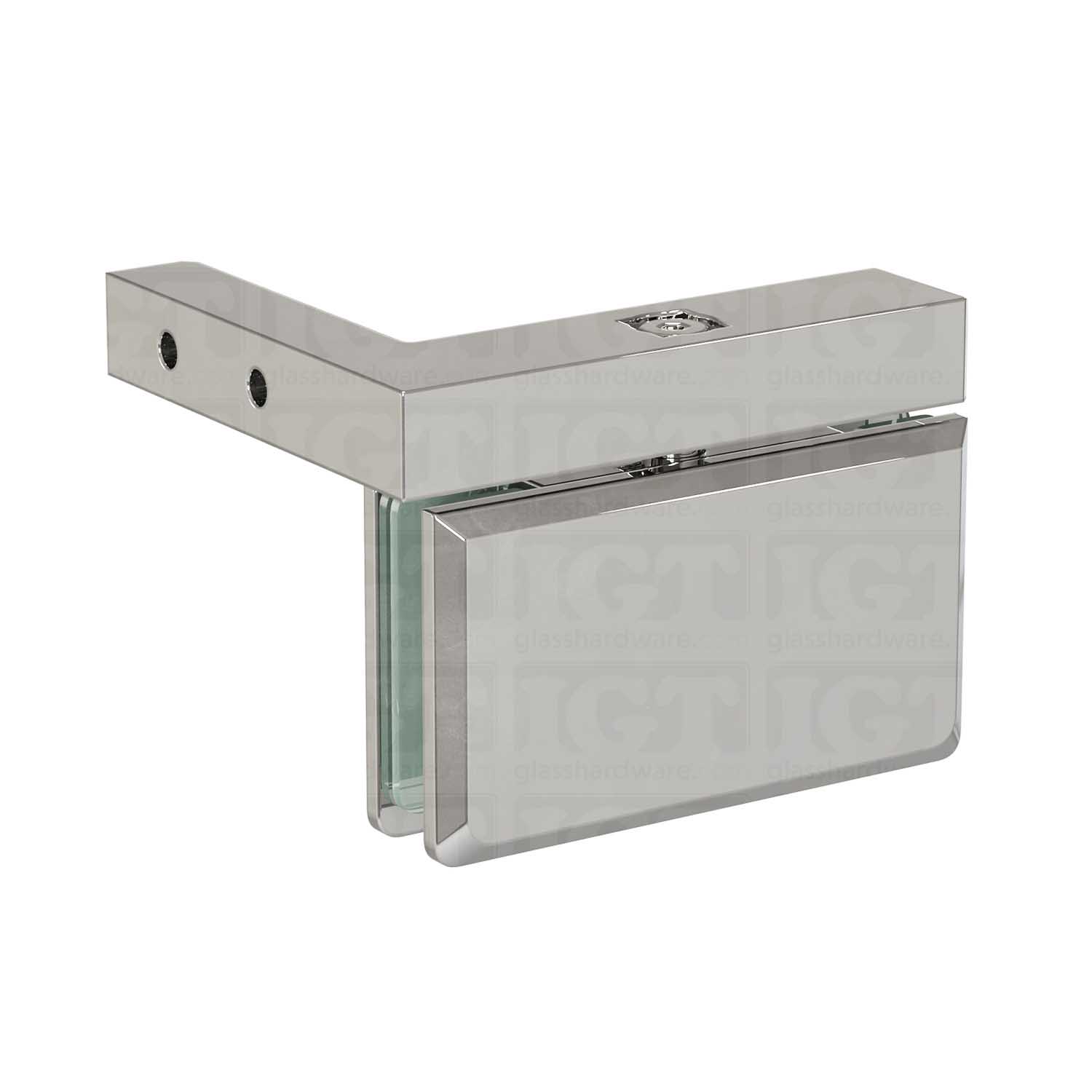 The Right Wall Mount Bilboa Pivot Hinge in Chrome Polished.