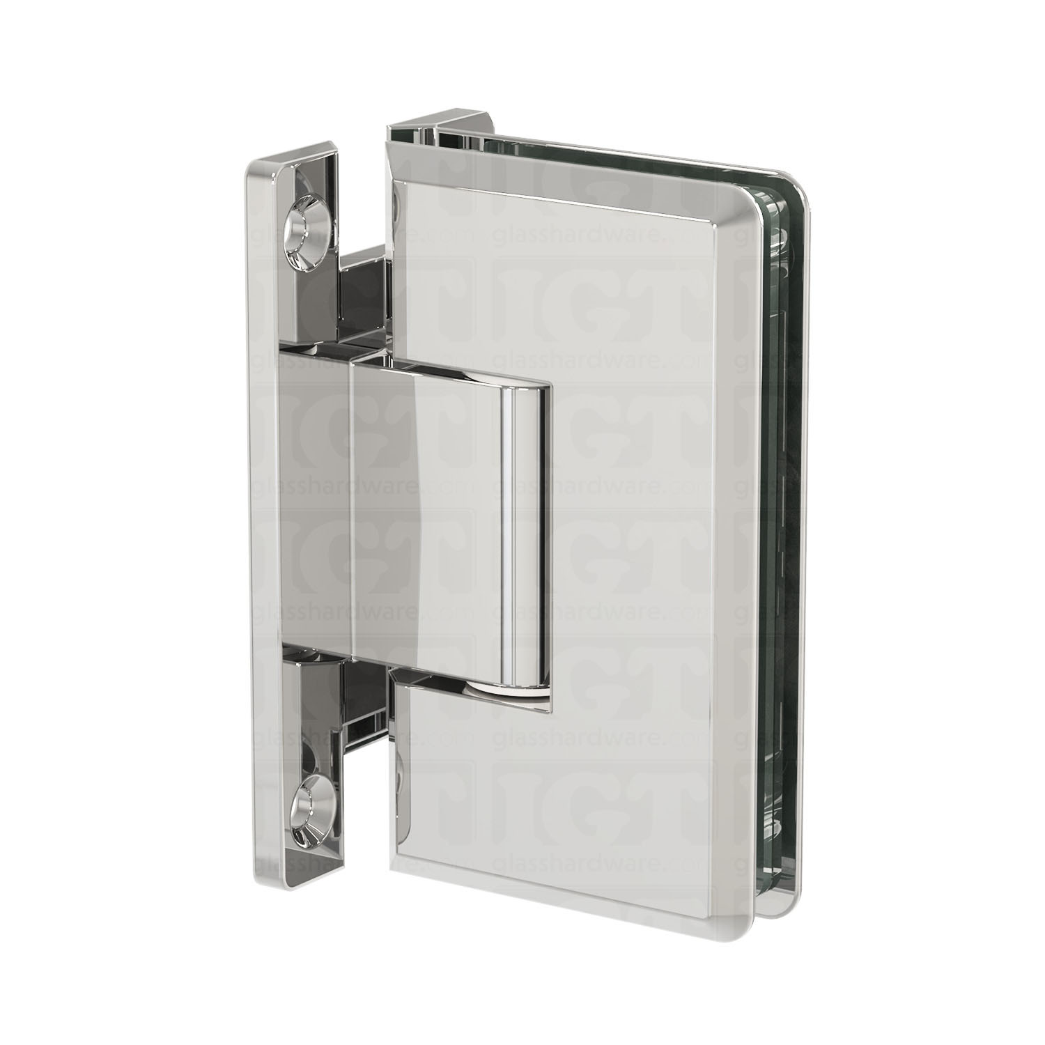 The Heavy Duty Wall-to-Glass “H” Back Bilboa Hinge in Chrome Polished.