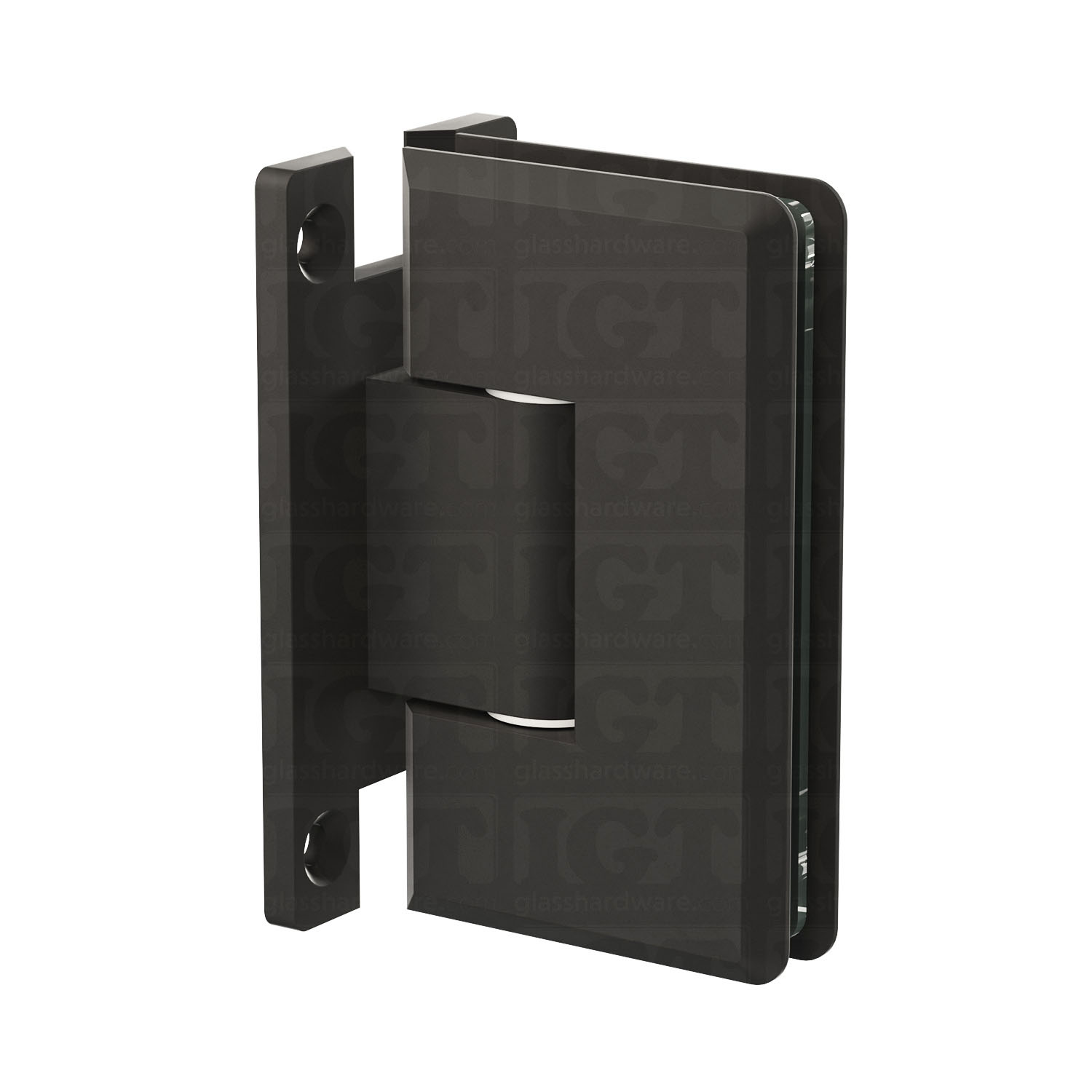 The Heavy Duty Wall-to-Glass “H” Back Bilboa Hinge in Matte Black.