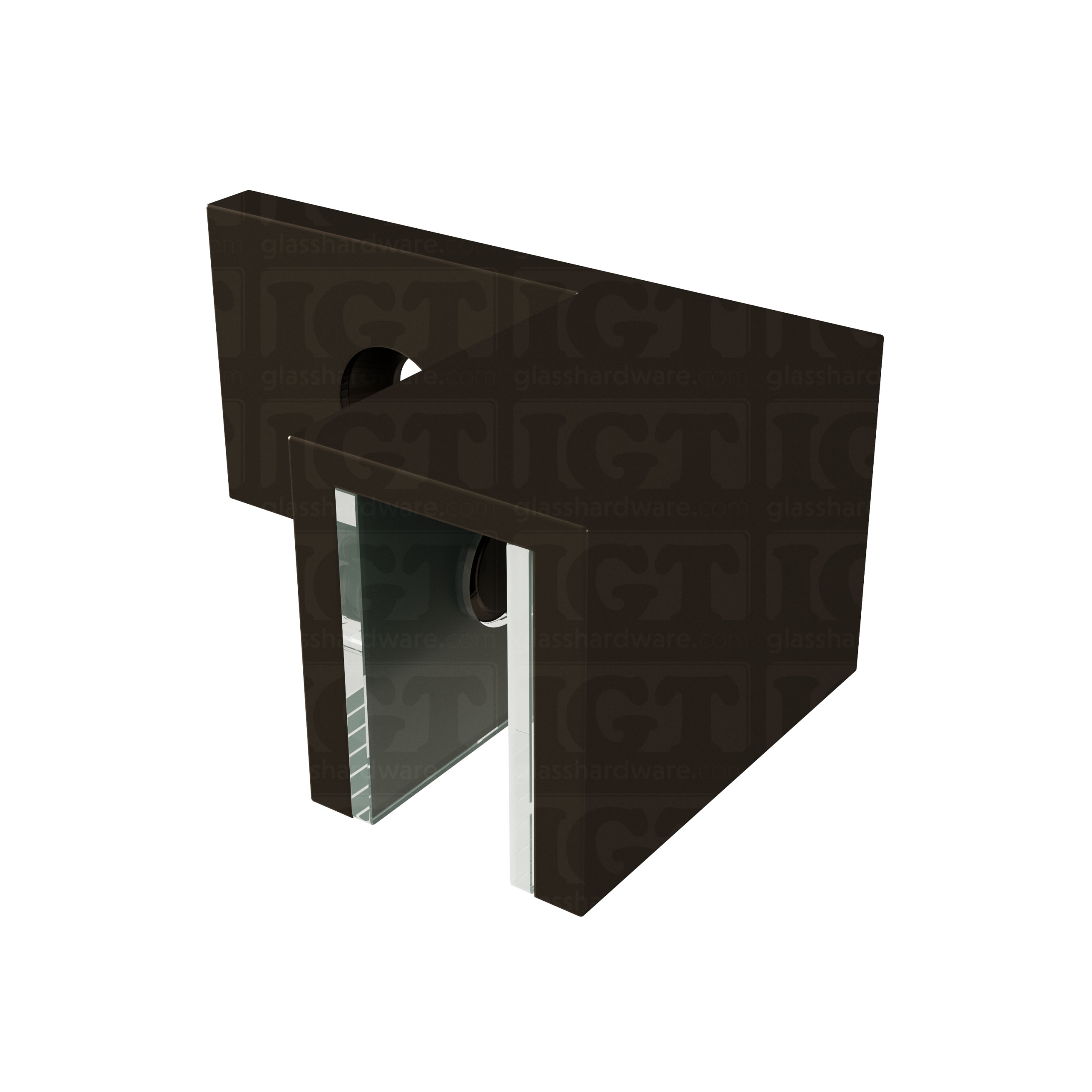 The Right Wall-to-Glass Sleeve Over Clamp in Oil Rubbed Bronze.