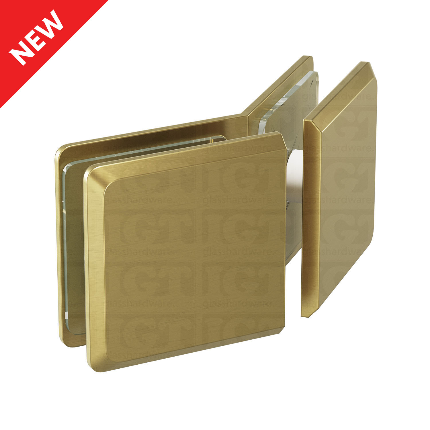 The Glass-to-Glass 135 Degree Bilboa Clamp in Gold Brushed.