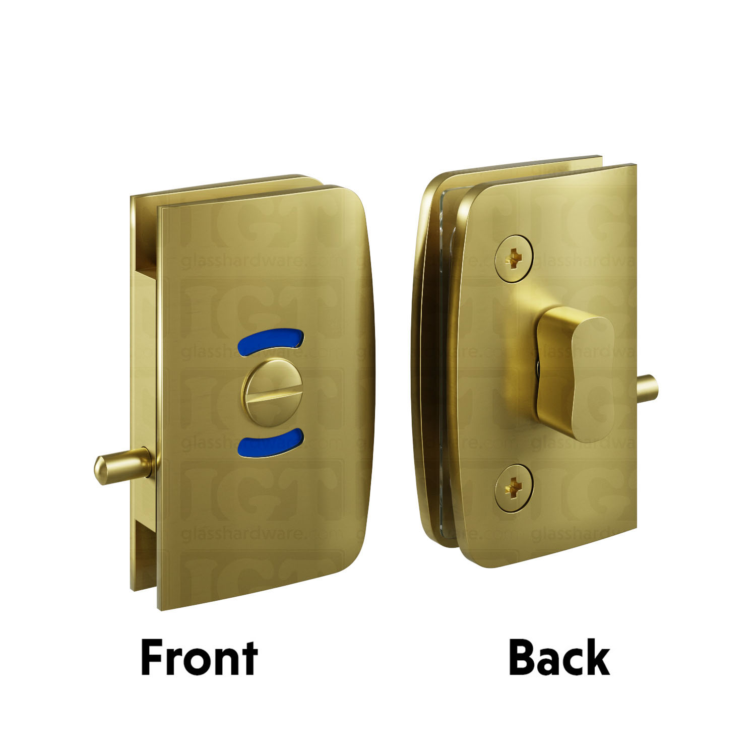 Glass Door Lock with Indicator - Gold Brushed