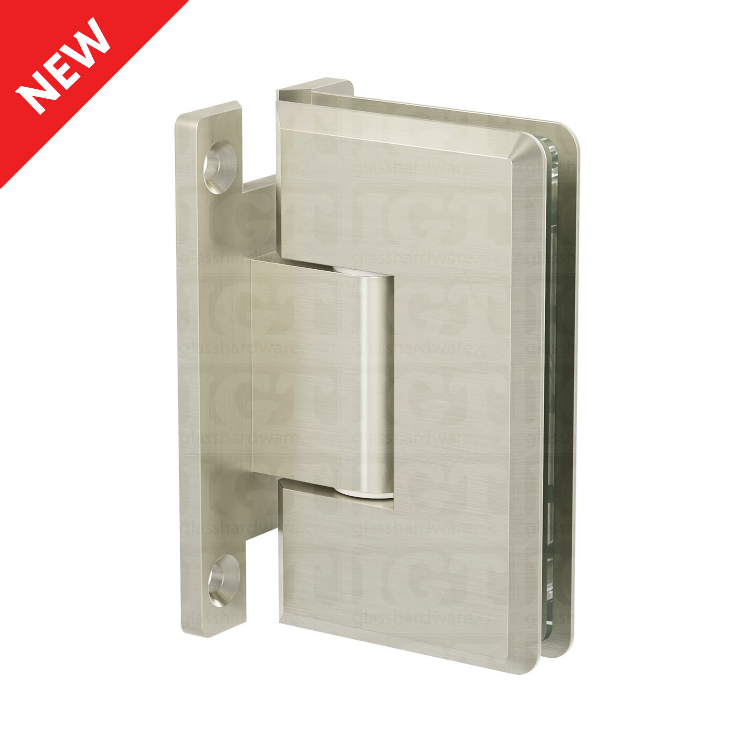 The Heavy Duty Wall-to-Glass “H” Back Bilboa Hinge in Brushed Nickel.