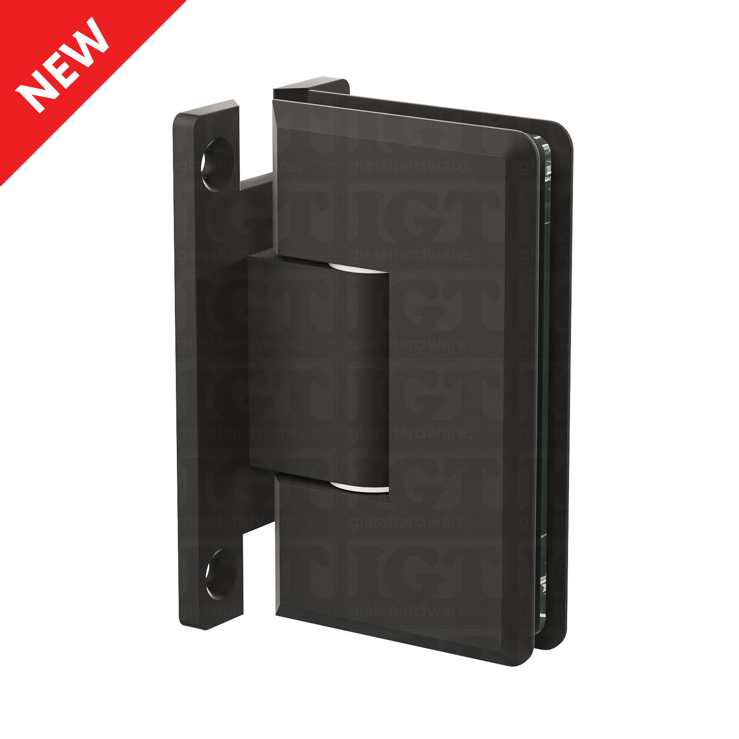 The Heavy Duty Wall-to-Glass “H” Back Bilboa Hinge in Matte Black.