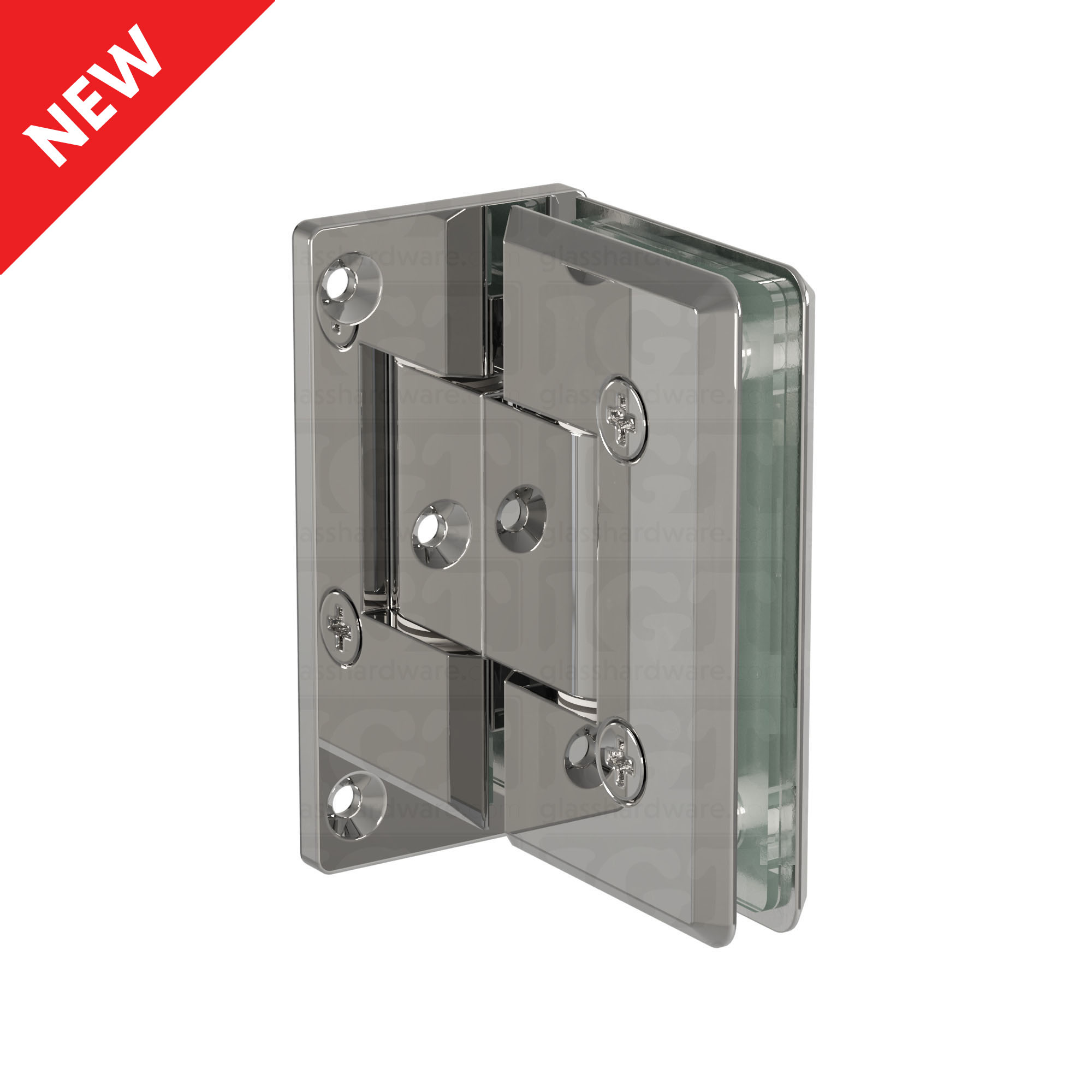 The Heavy Duty Wall-to-Glass Offset Back Bilboa Hinge in Chrome Polished.