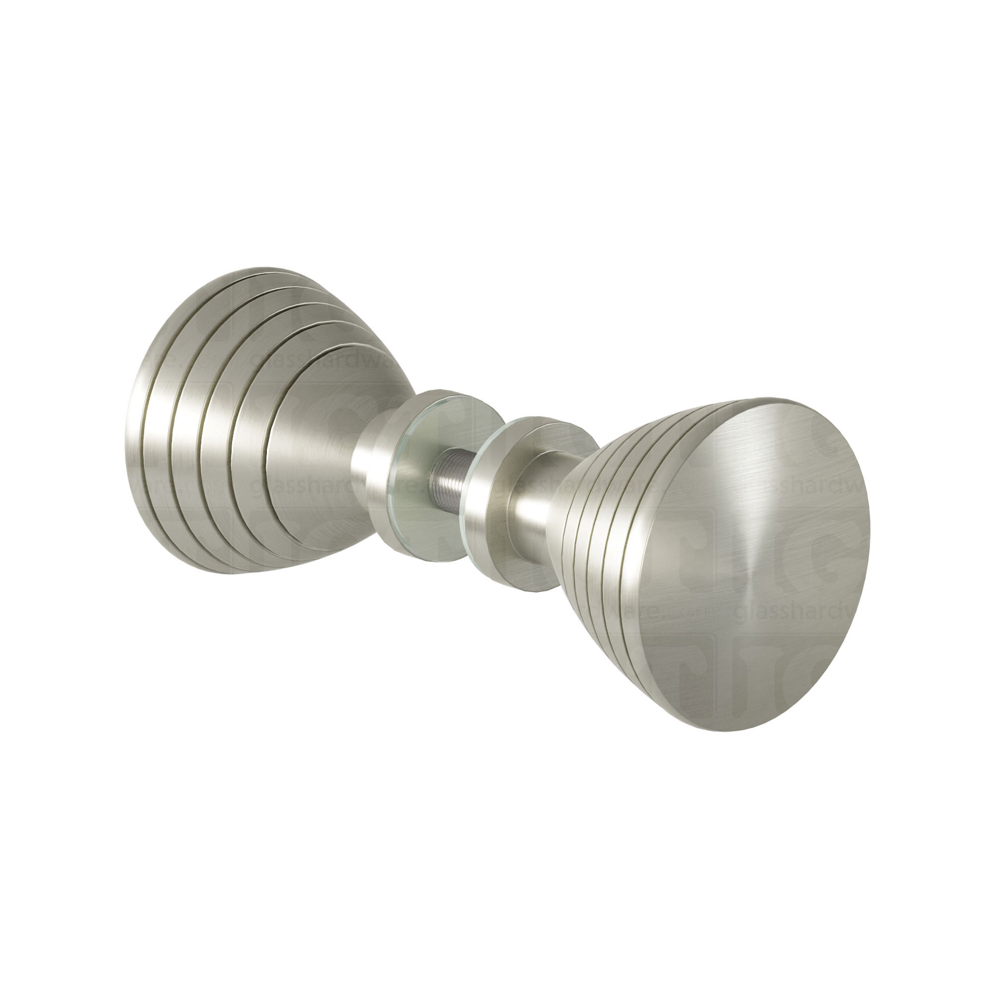 The Ribbed Bow Tie Style Back-to-Back Door Knob in Brushed Nickel.