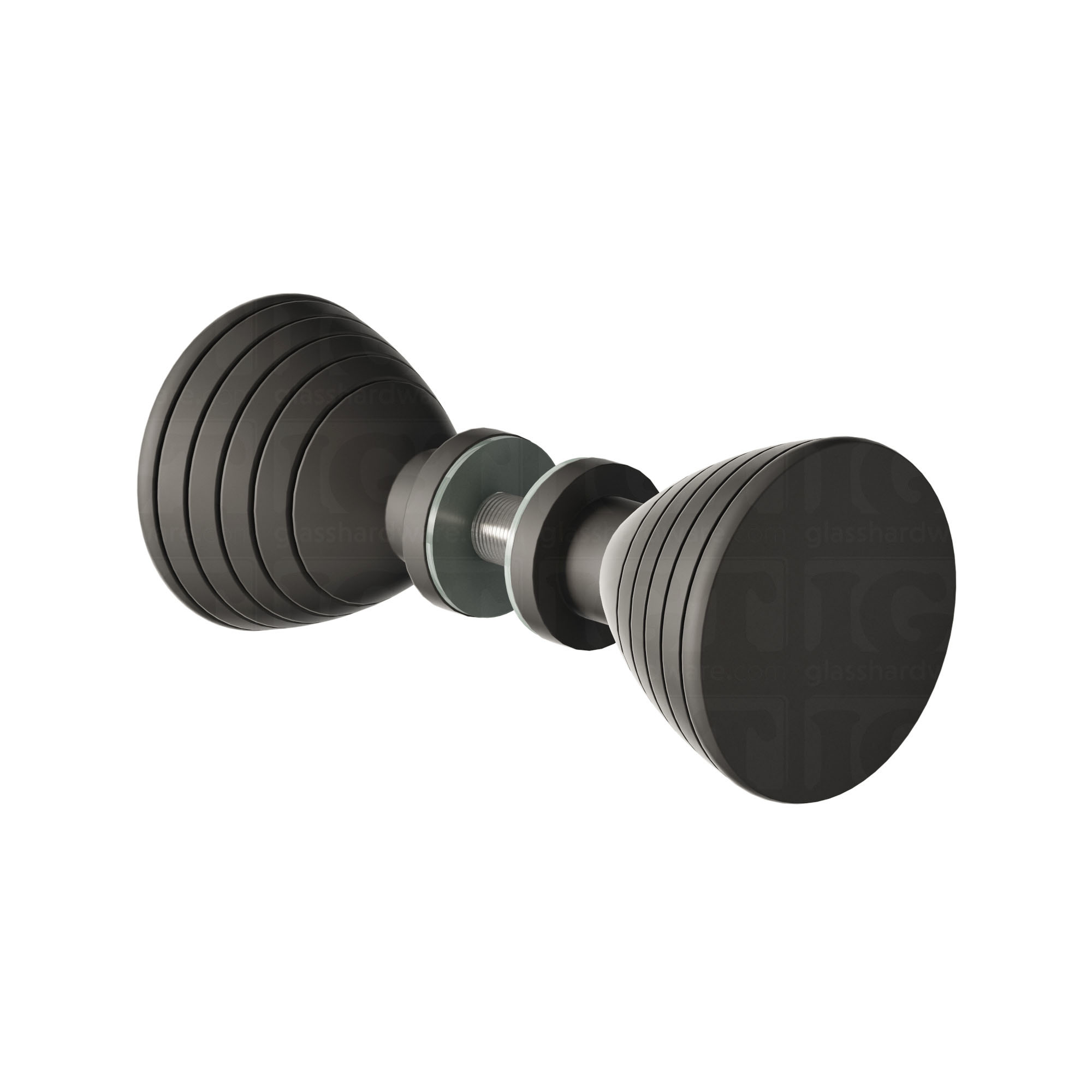 The Ribbed Bow Tie Style Back-to-Back Door Knob in Matte Black.