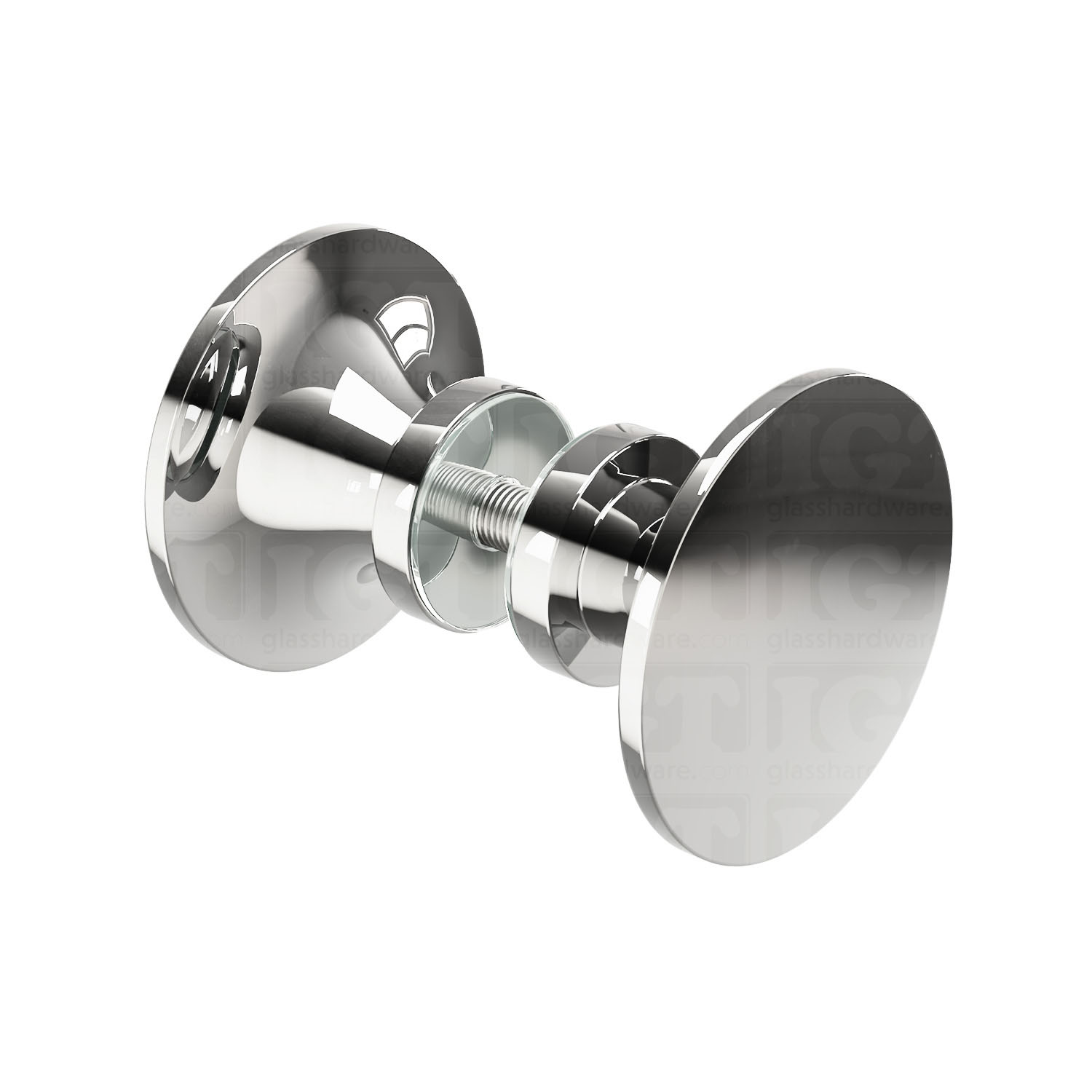 The Traditional Style Back-to-Back Door Knob in Chrome Polished.