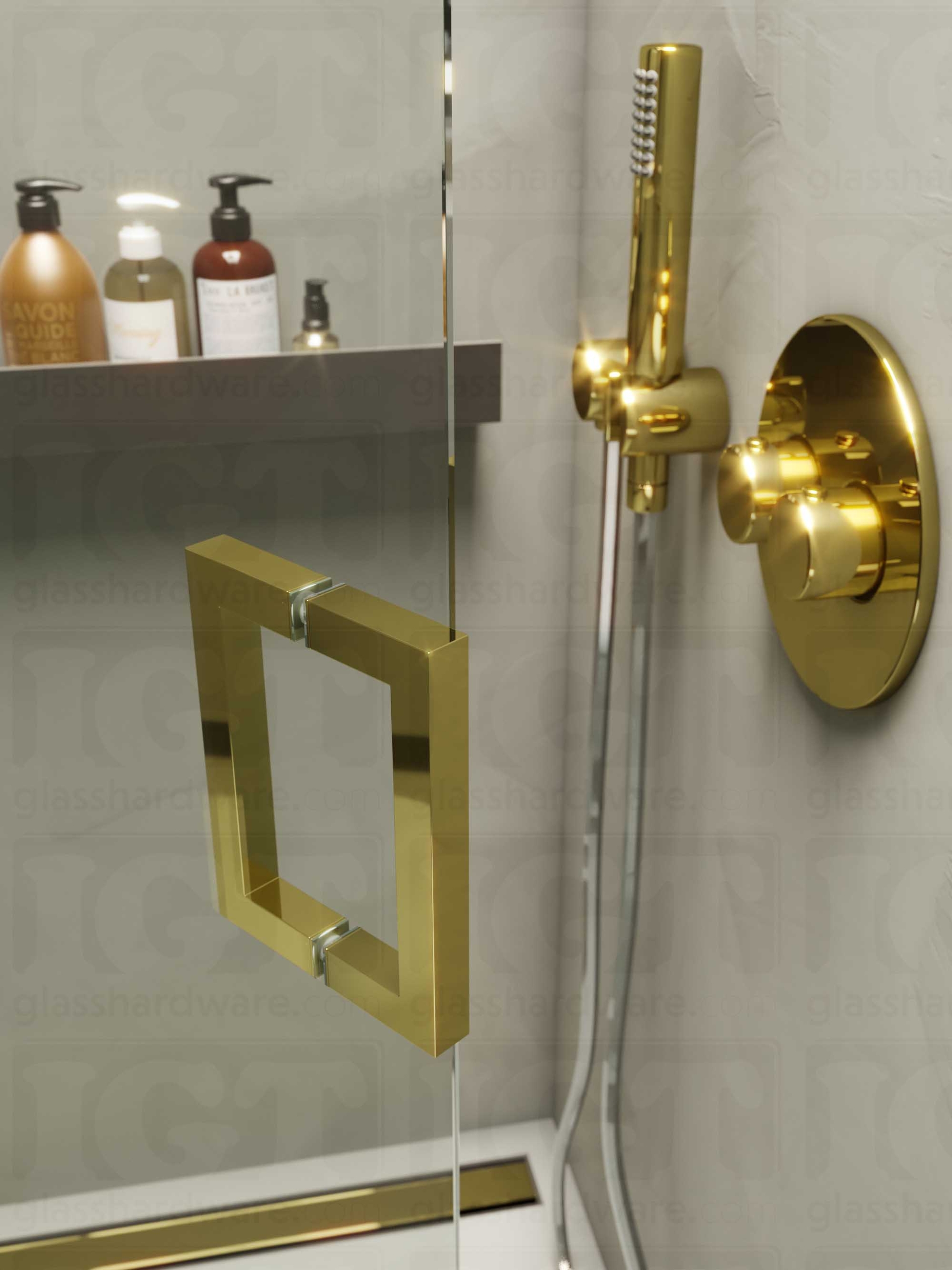 6" Square Pull Handle - Polished Brass - Image 3