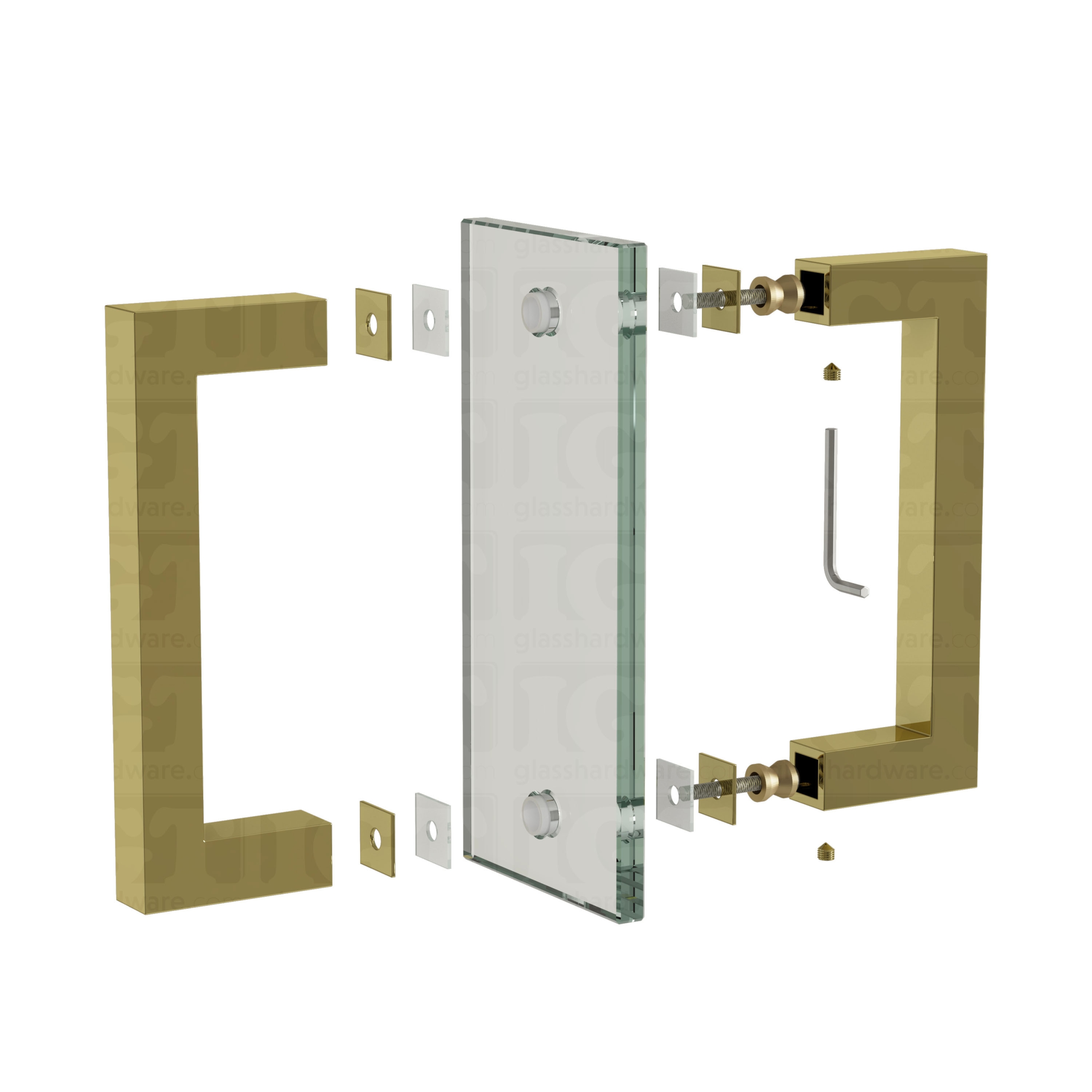 6" Square Pull Handle - Polished Brass - Image 7