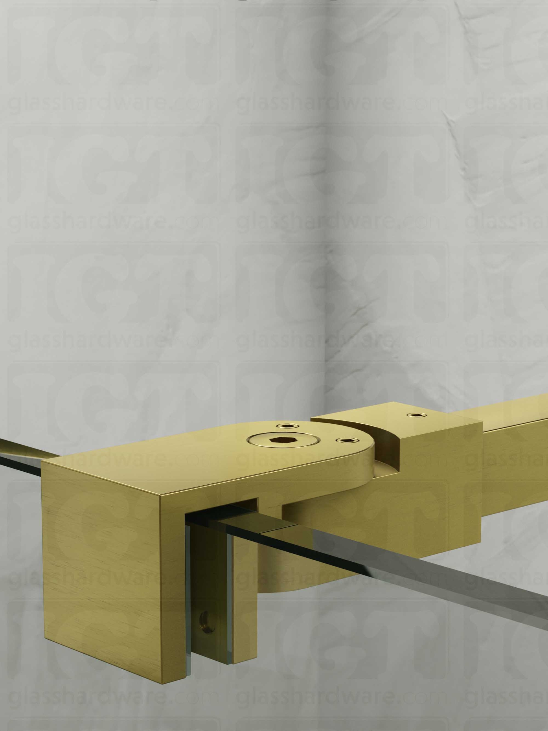 Adjustable Glass Mount Bracket for Support Bar - Gold Brushed - Image 4