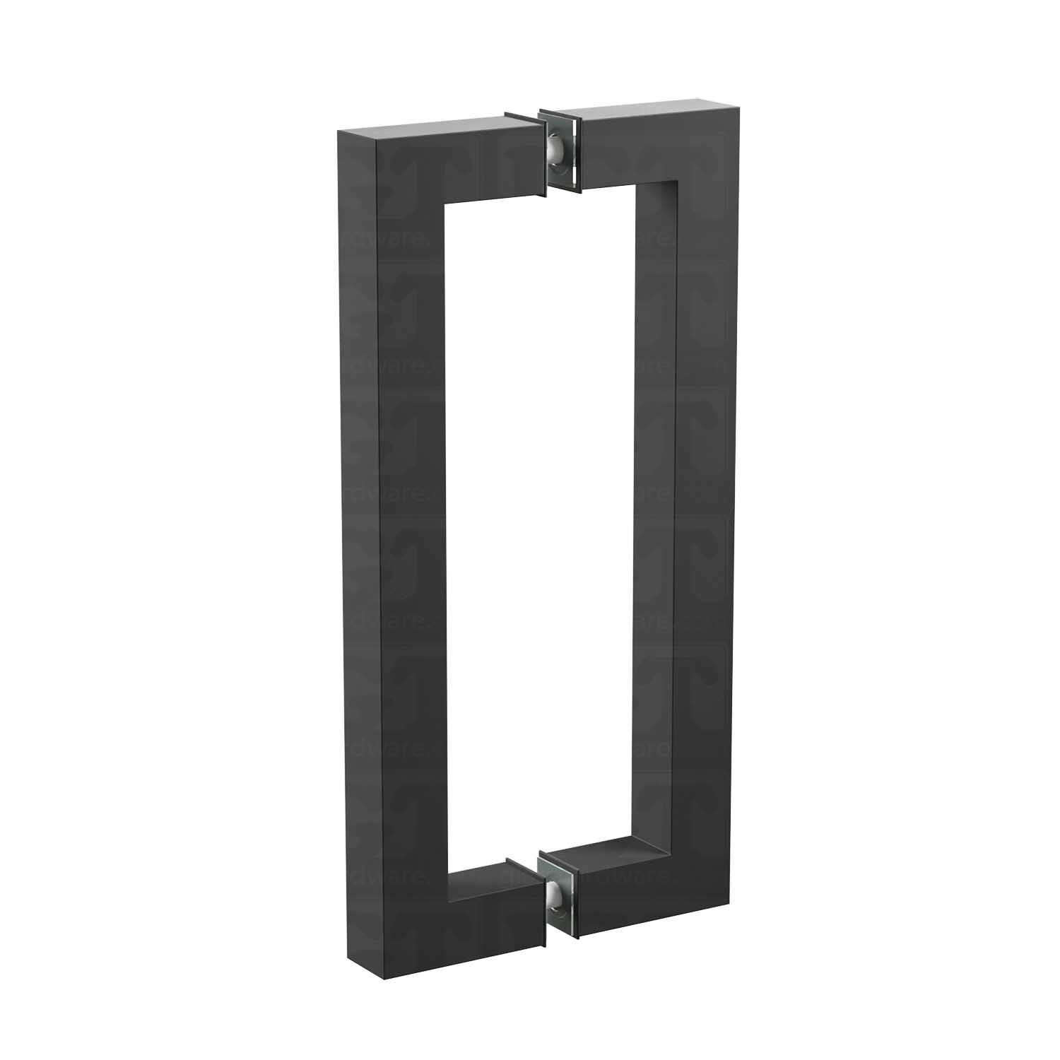 The 12-inch Back-to-Back Square Pull Handle in Matte Black.