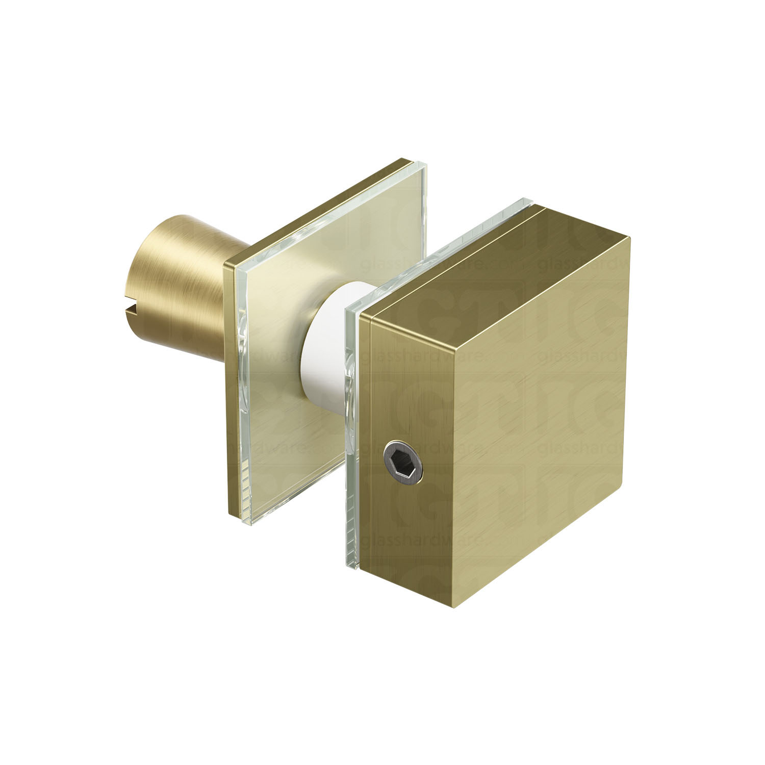 Front view of the Cap Fitting for Square Commercial Ladder Handle in Gold Brushed.