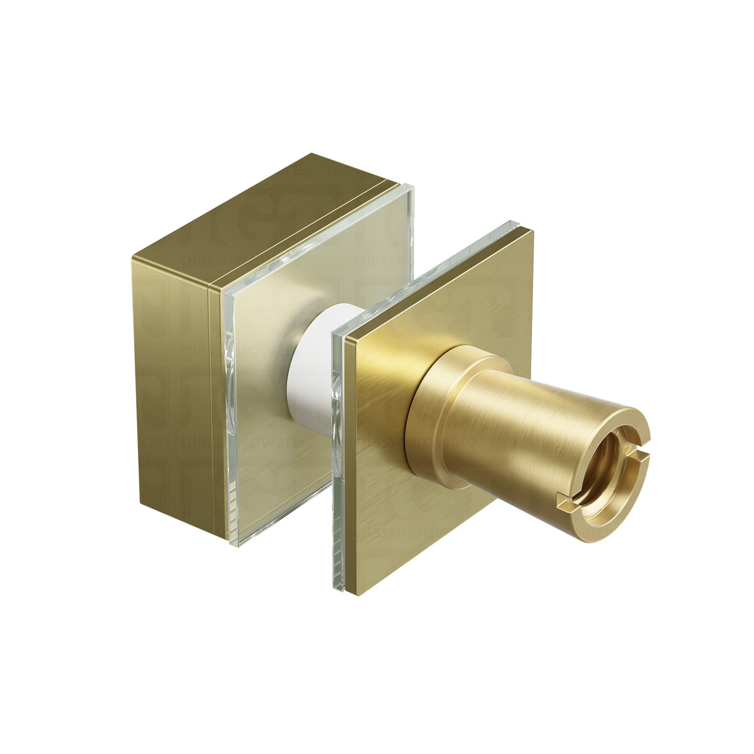 Back view of the Cap Fitting for Square Commercial Ladder Handle in Gold Brushed.