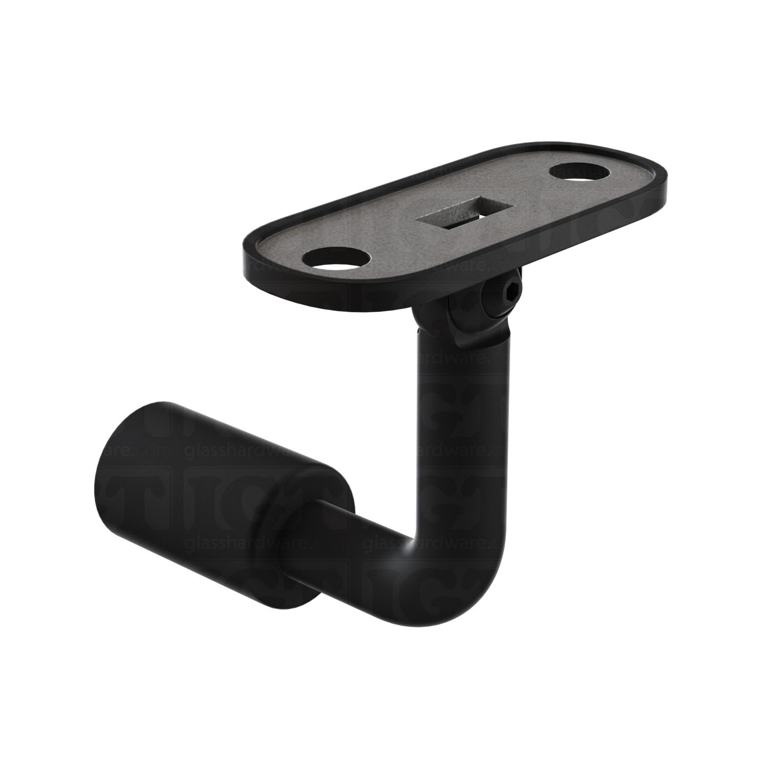 Post Mounted Adjustable Handrail Bracket, Square - Matte Black