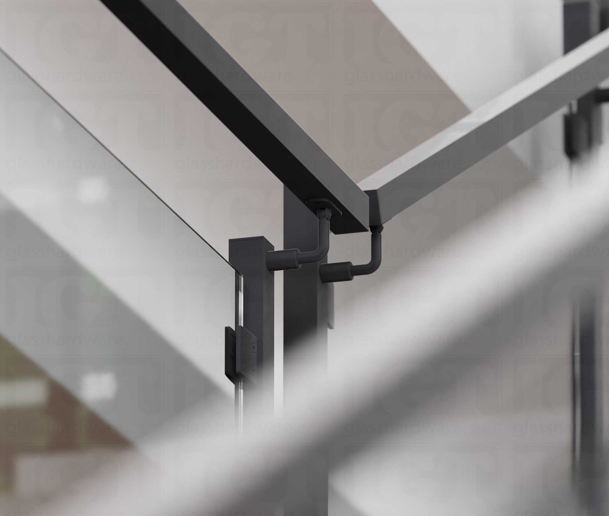 Post Mounted Adjustable Handrail Bracket, Square - Matte Black - Image 3