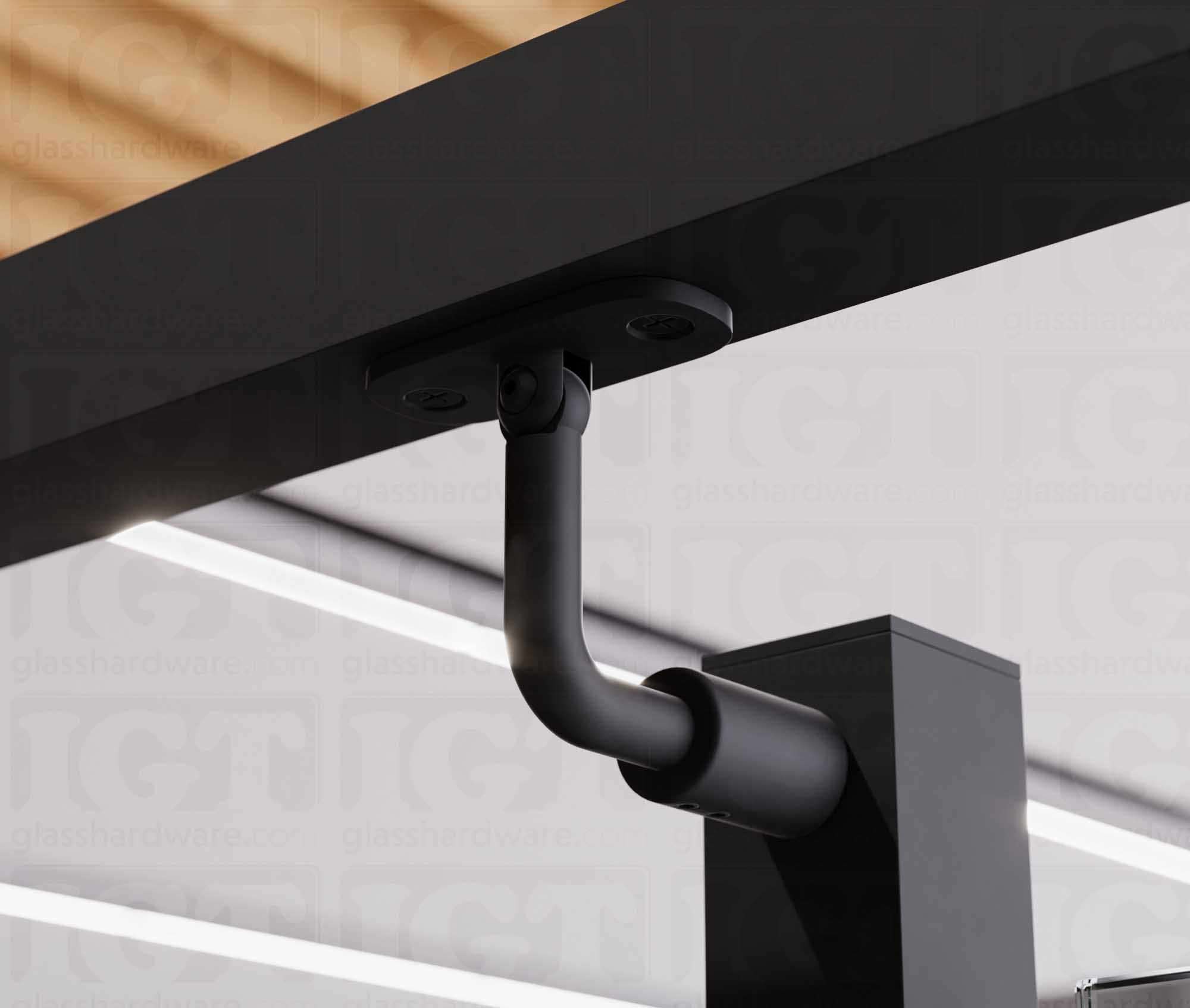 Post Mounted Adjustable Handrail Bracket, Square - Matte Black - Image 5