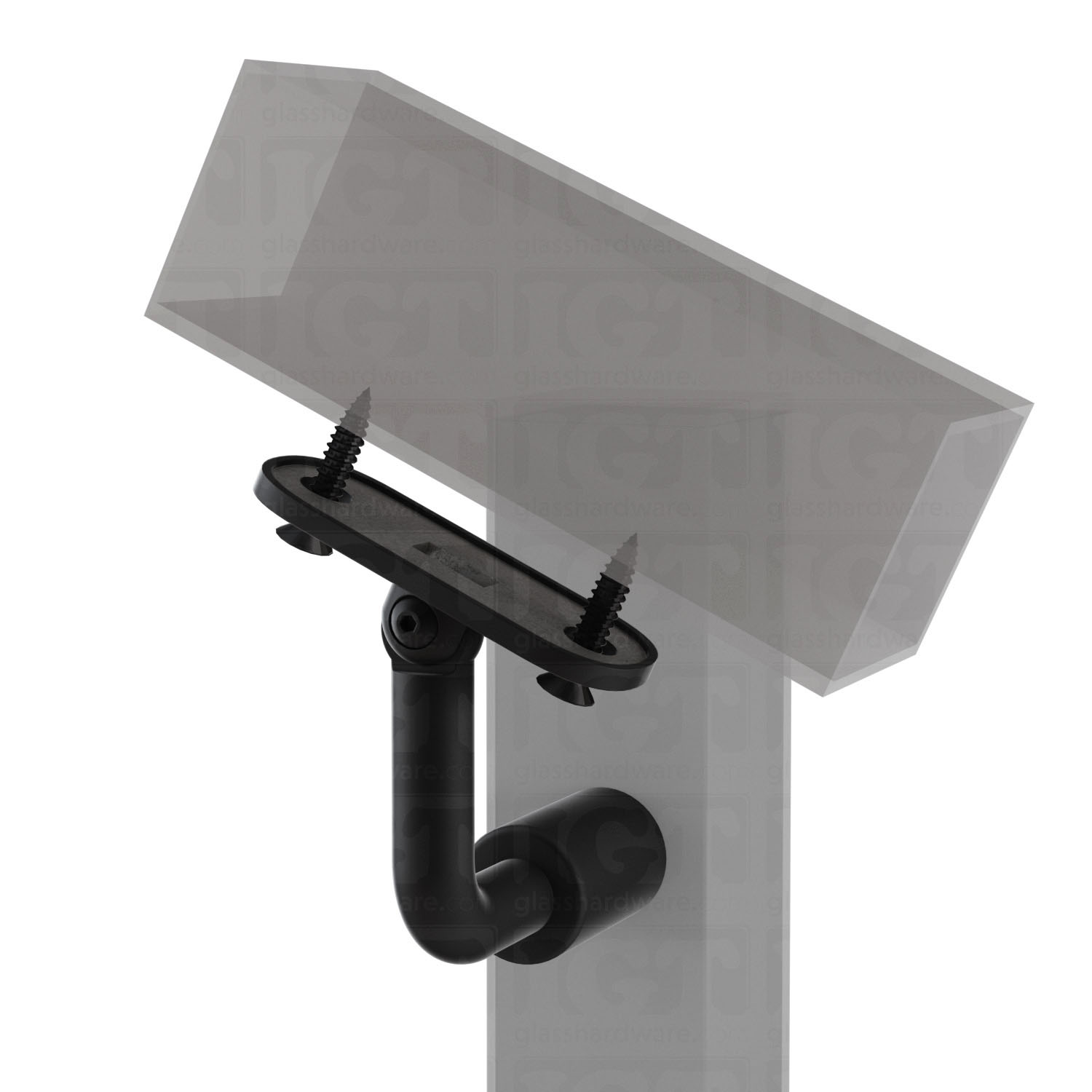 Post Mounted Adjustable Handrail Bracket, Square - Matte Black - Image 6