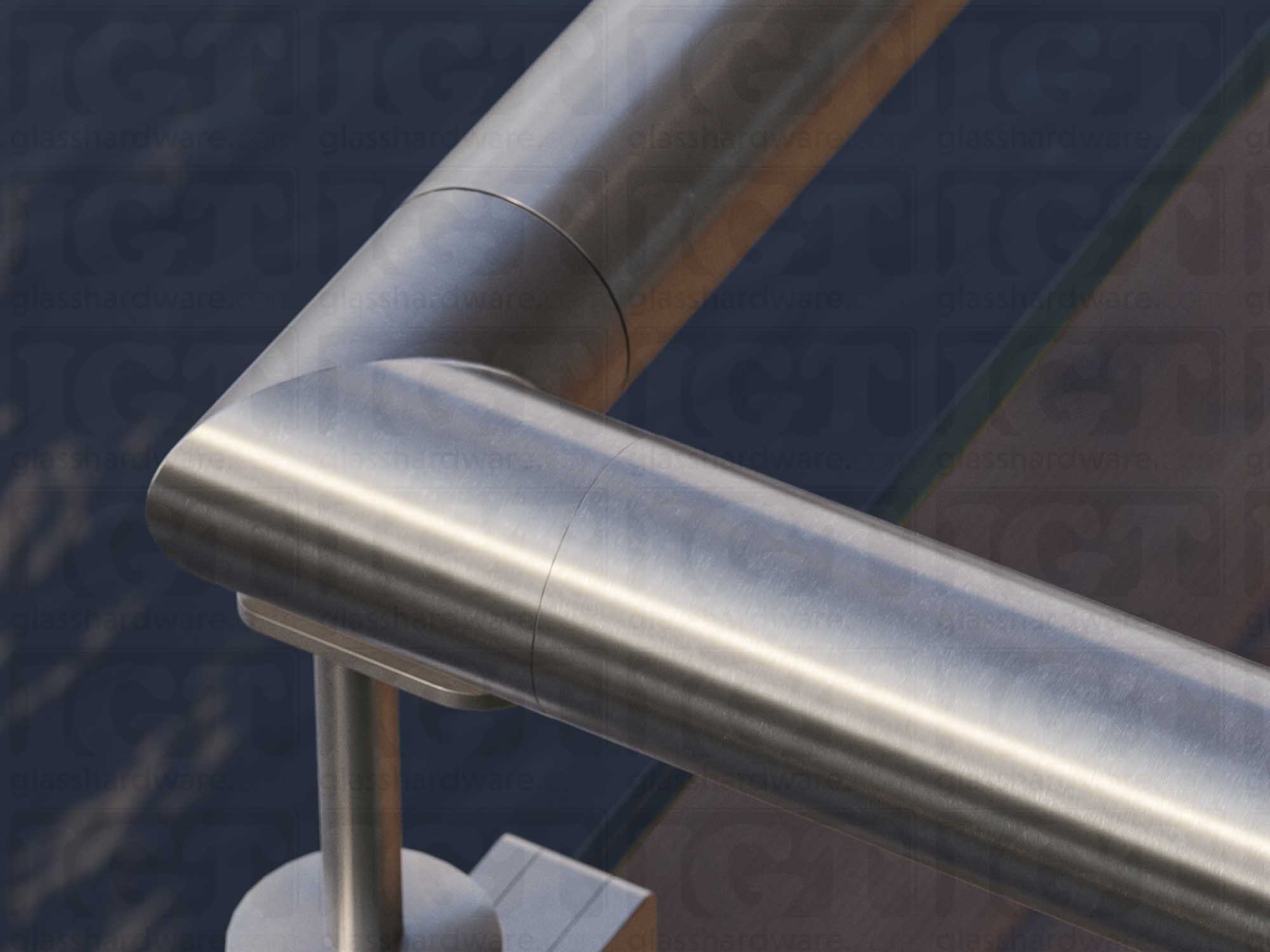 Round 90 Degree Elbow for Handrail - Brushed Stainless - Image 4