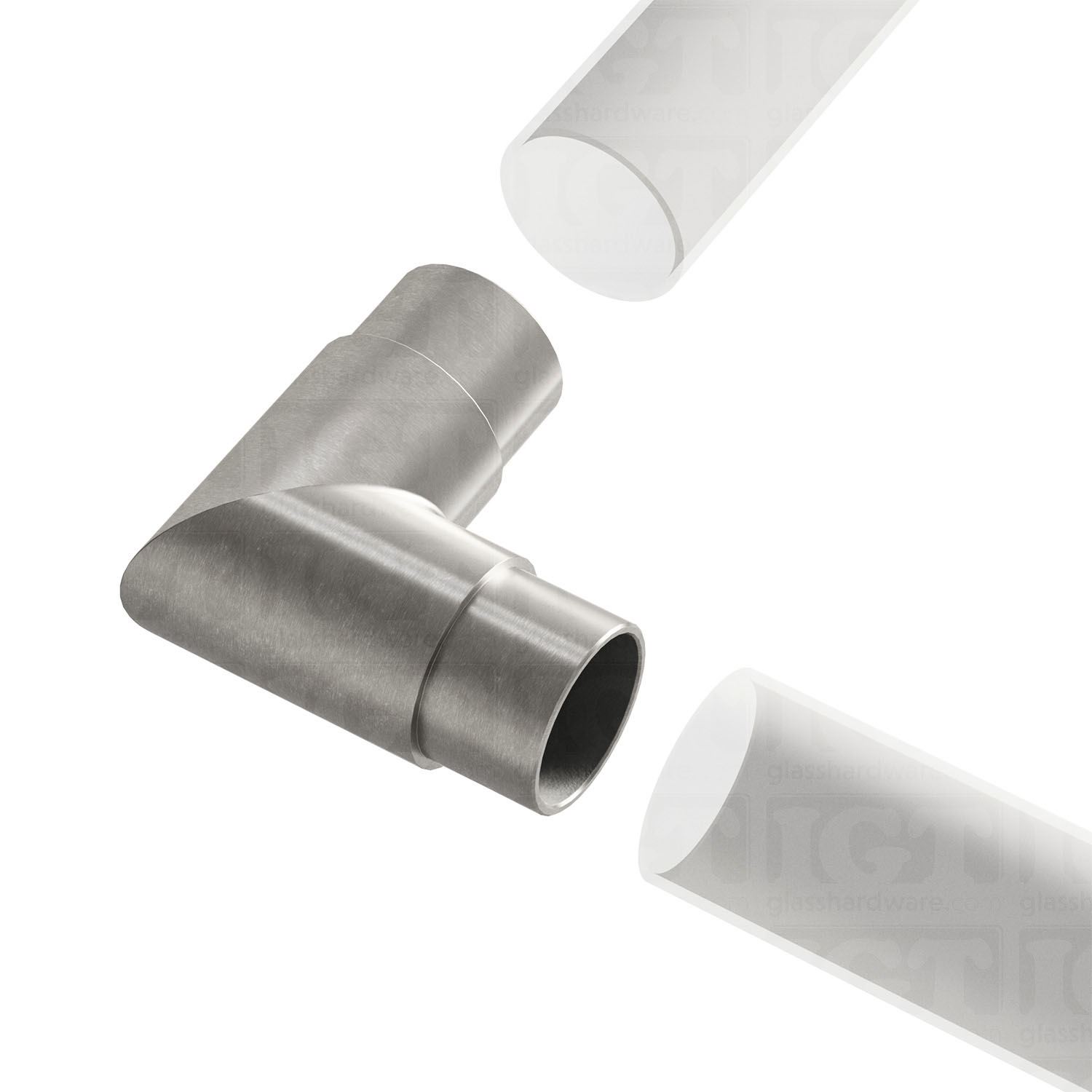 Round 90 Degree Elbow for Handrail - Brushed Stainless - Image 6