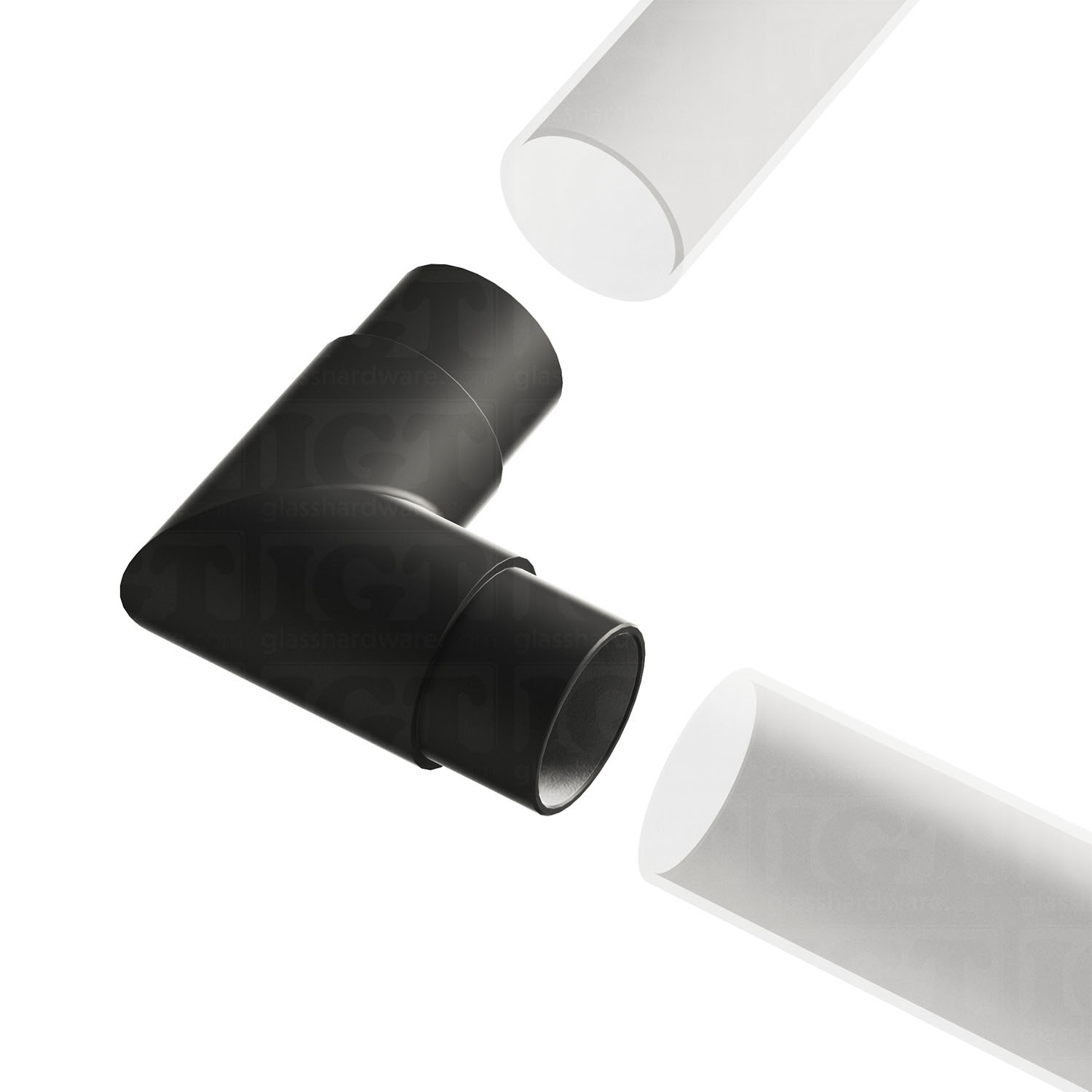 Round 90 Degree Elbow for Handrail - Matte Black - Image 6