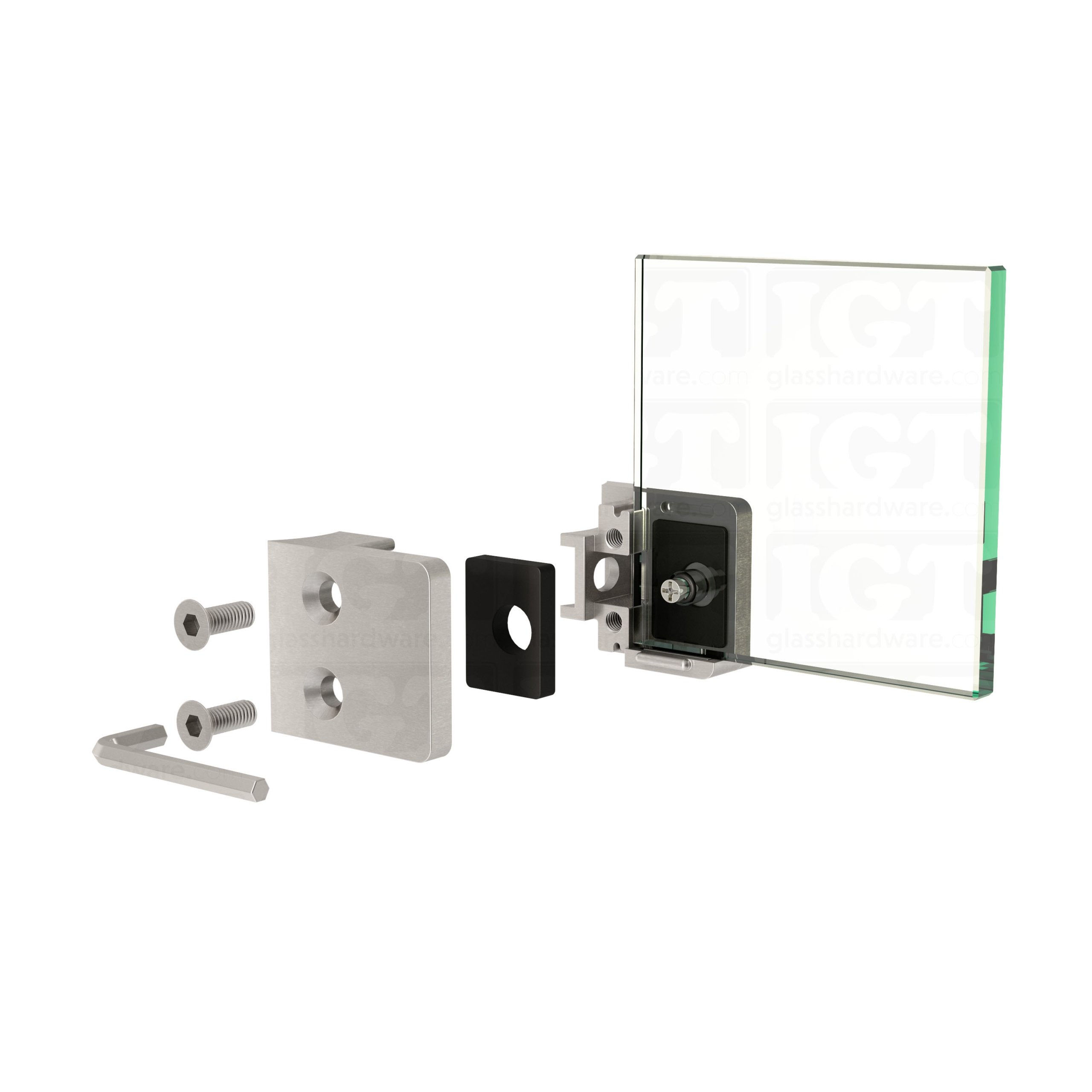 Glass Clamp for Round Post - Brushed Stainless - Image 9