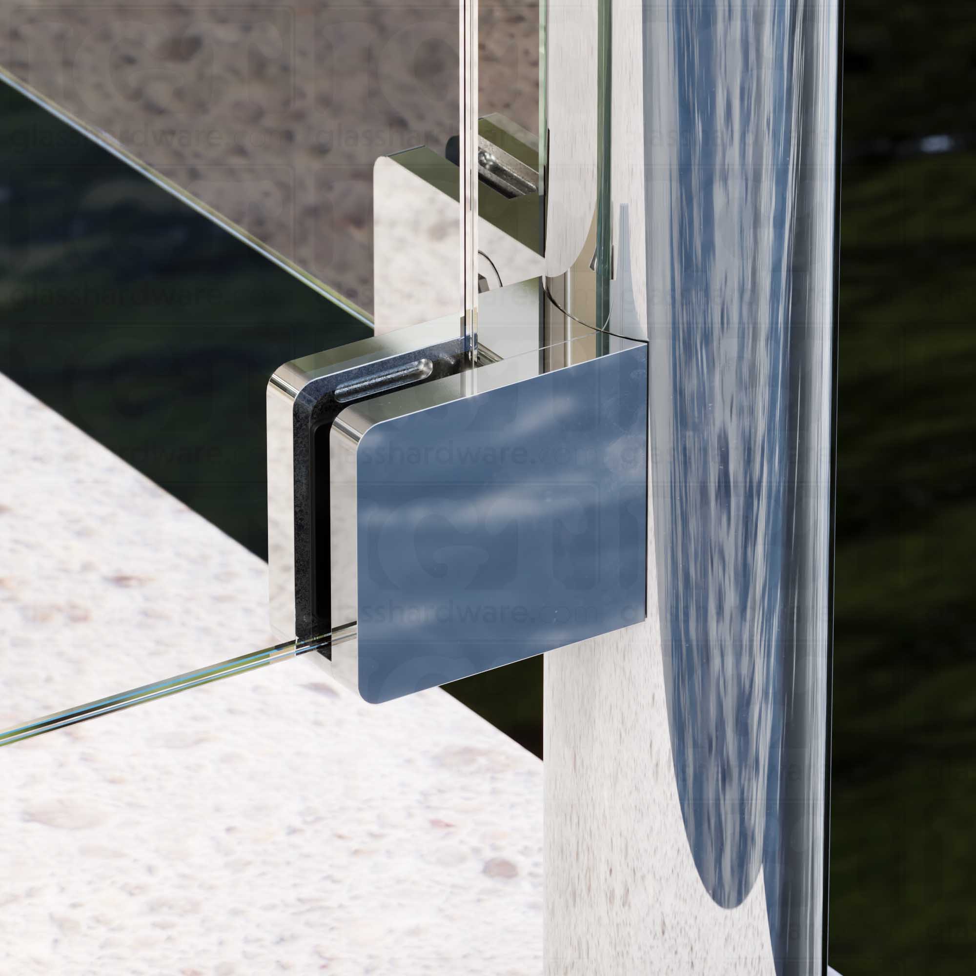 Glass Clamp for Round Post - Polished Stainless - Image 4