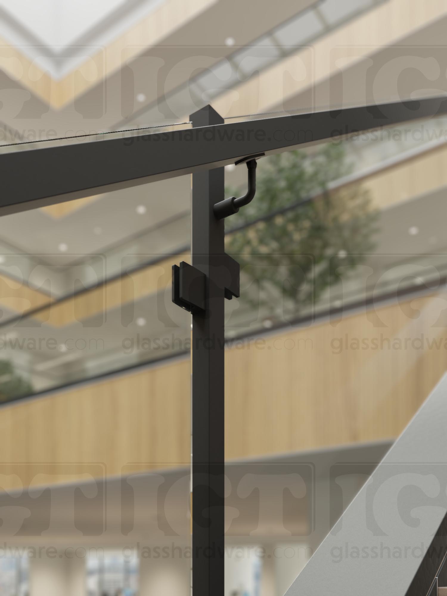 Heavy Duty Glass Clamp (Flat) for  1/2"- 9/16" Glass  - Matte Black - Image 2