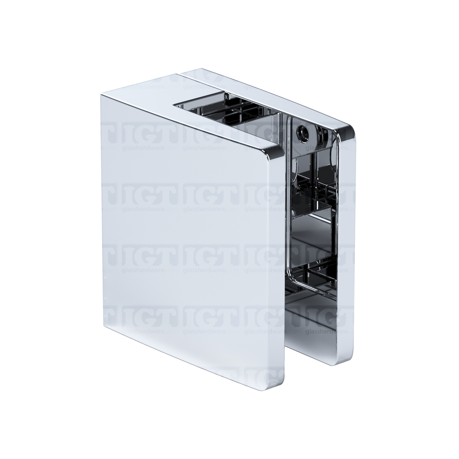 Heavy Duty Glass Clamp (Flat) for  1/2"- 9/16" Glass  - Polished Stainless