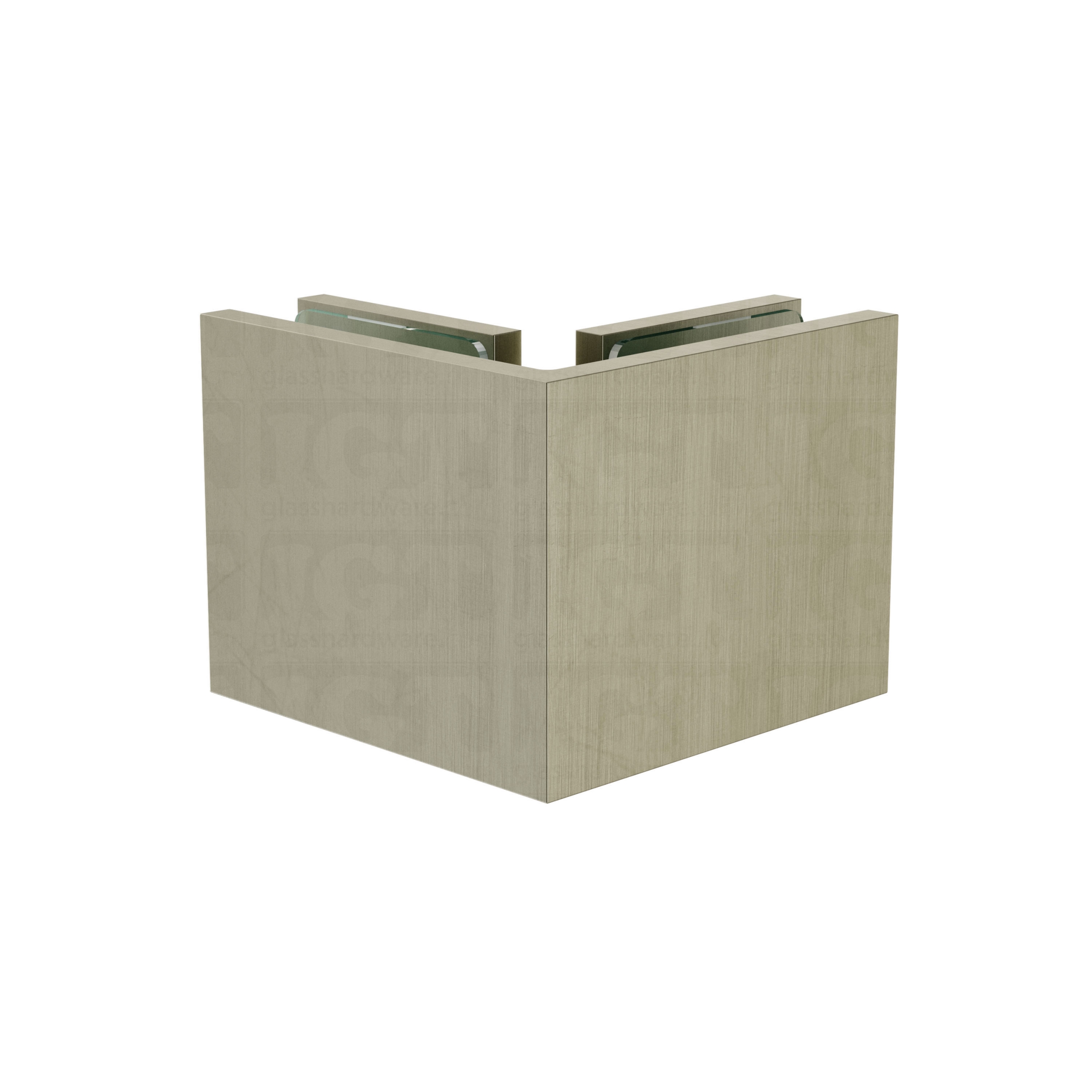 Oversized Glass-to-Glass 90 Degree Square Edge Clamp - Brushed Nickel