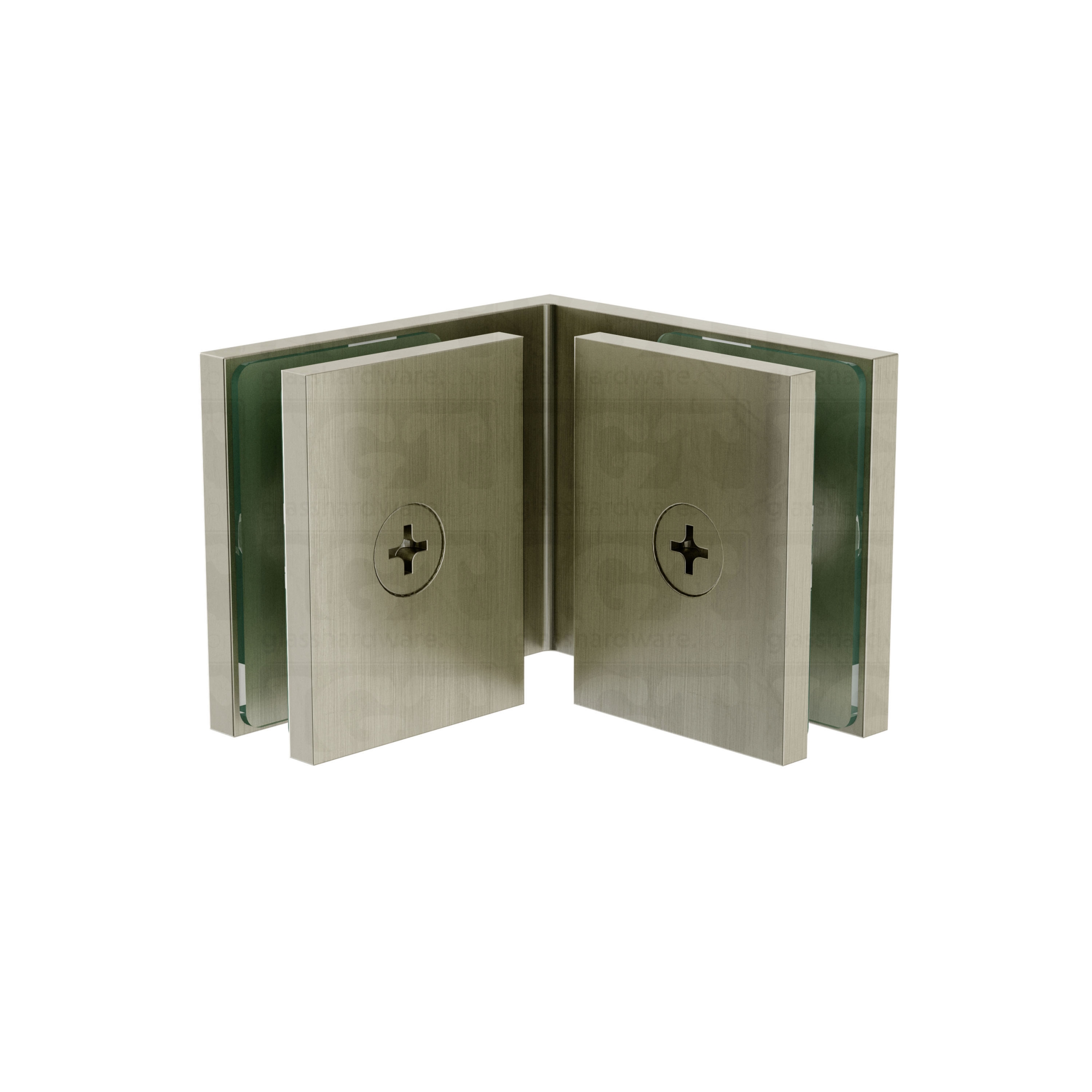 Oversized Glass-to-Glass 90 Degree Square Edge Clamp - Brushed Nickel - Image 2