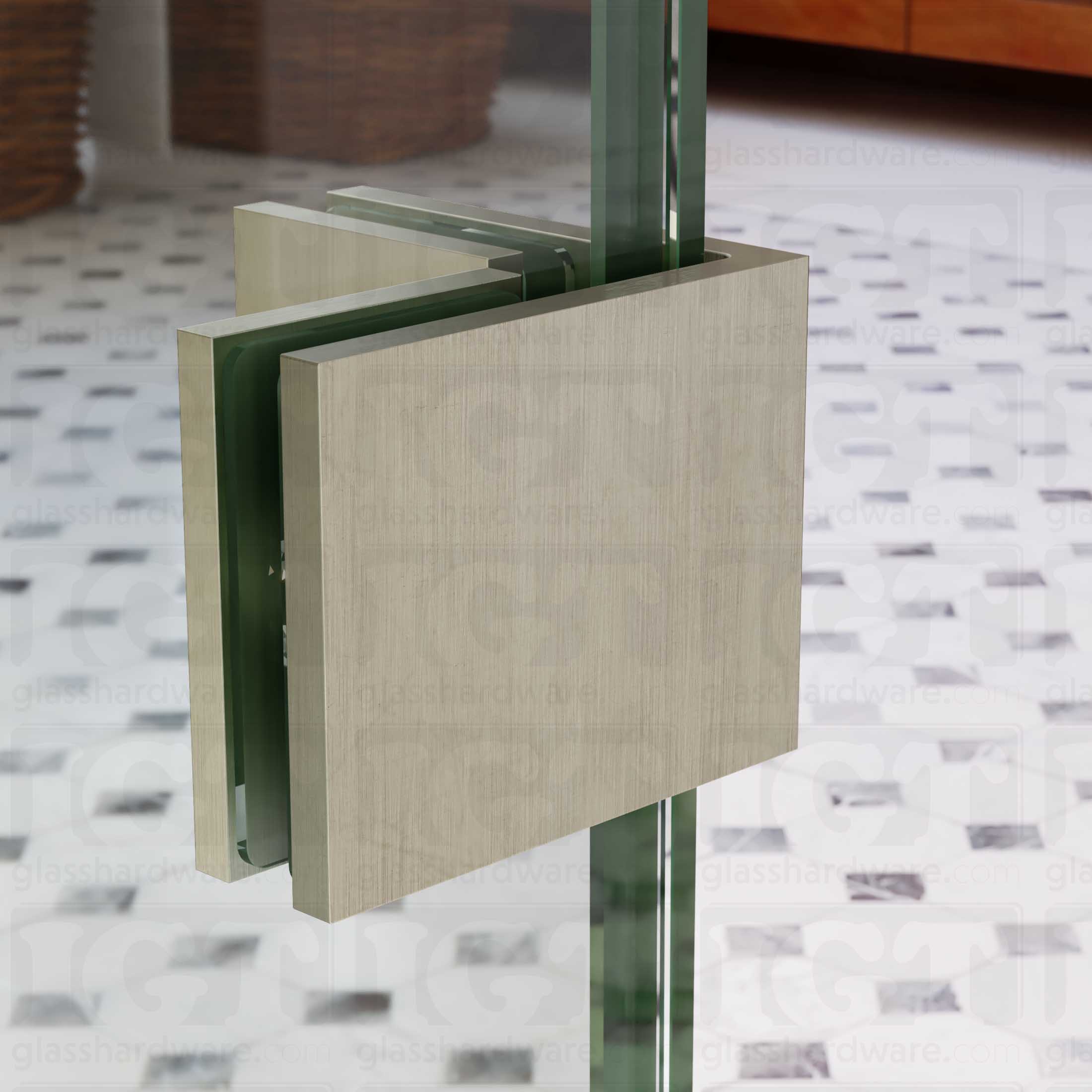 Oversized Glass-to-Glass 90 Degree Square Edge Clamp - Brushed Nickel - Image 4