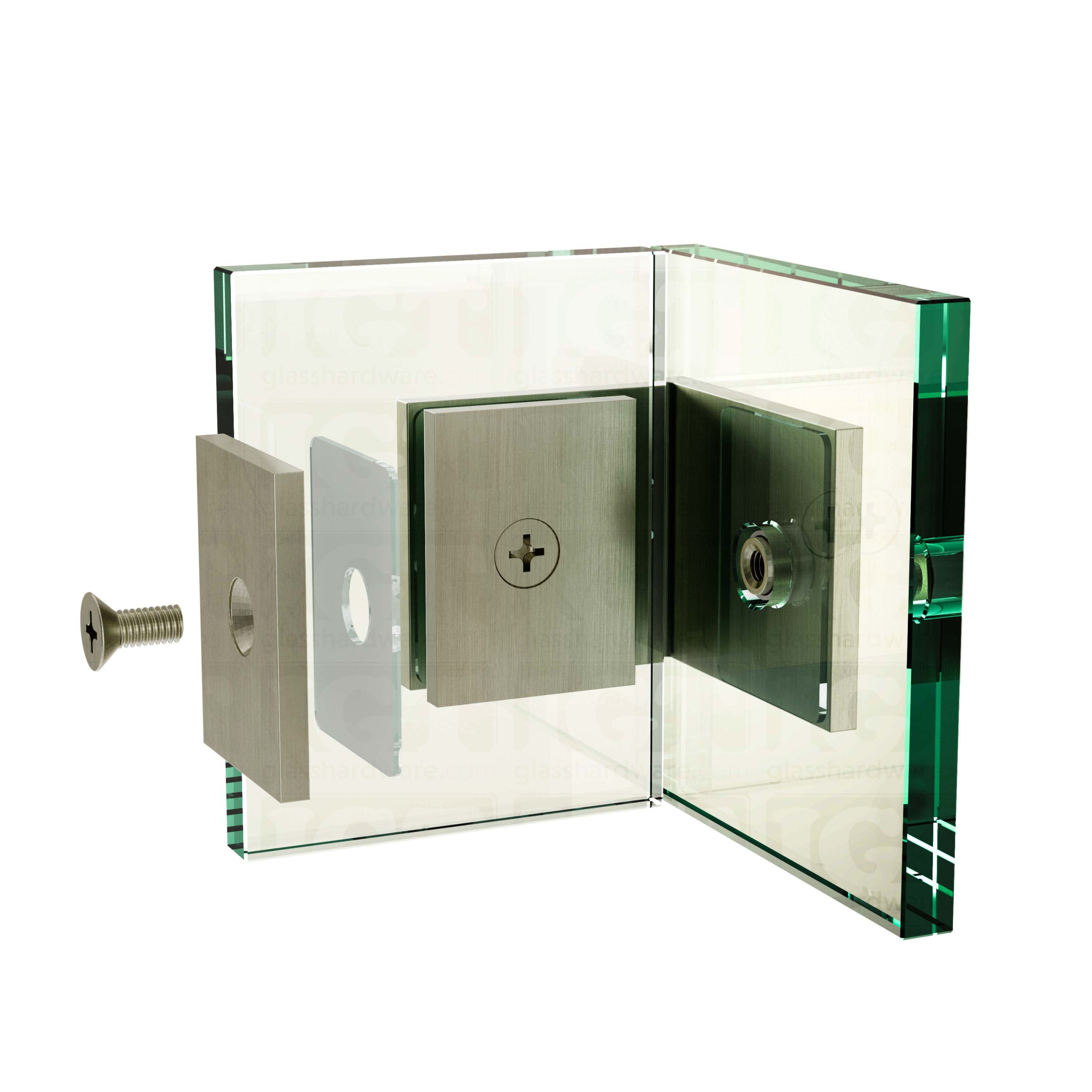 Oversized Glass-to-Glass 90 Degree Square Edge Clamp - Brushed Nickel - Image 8