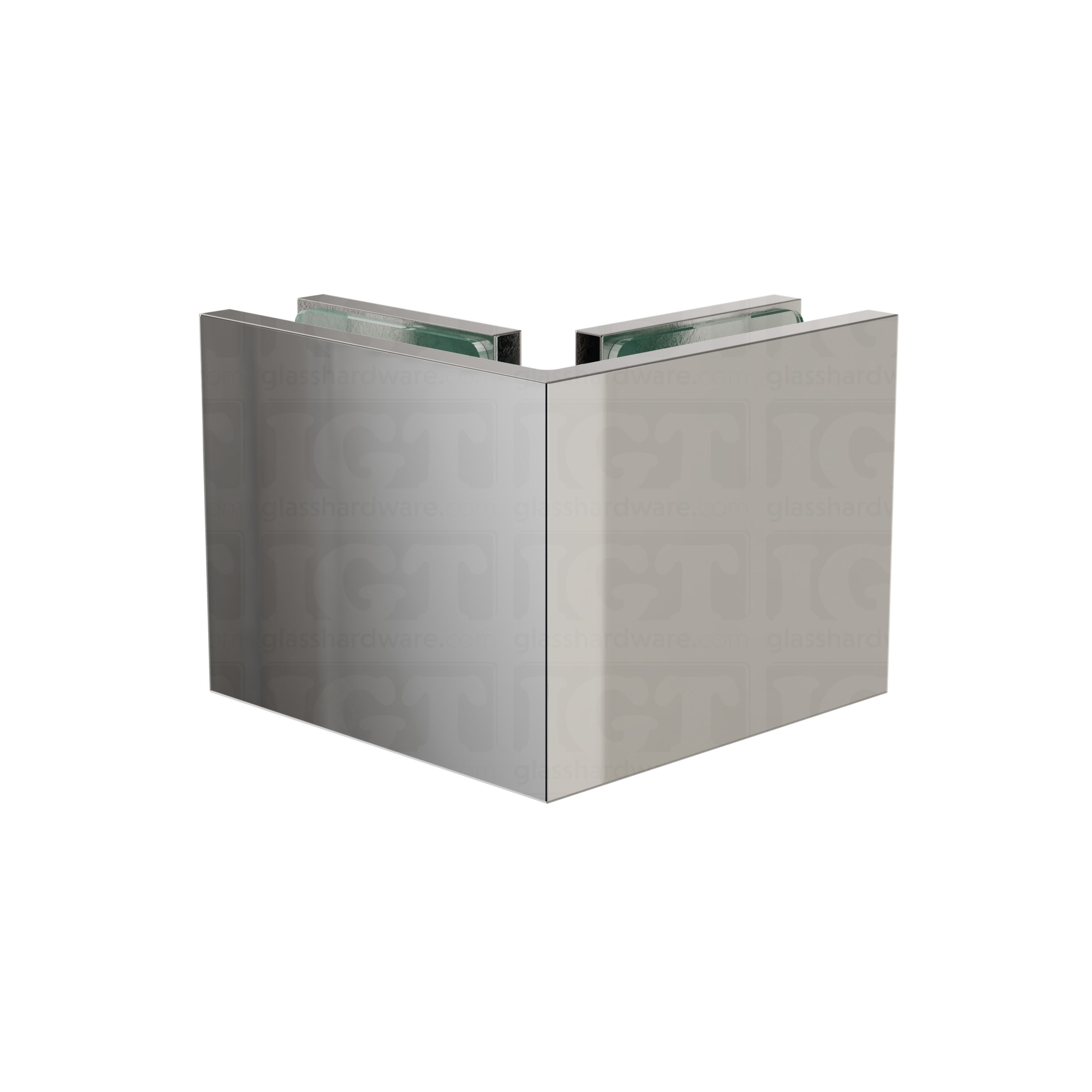 Oversized Glass-to-Glass 90 Degree Square Edge Clamp - Chrome Polished